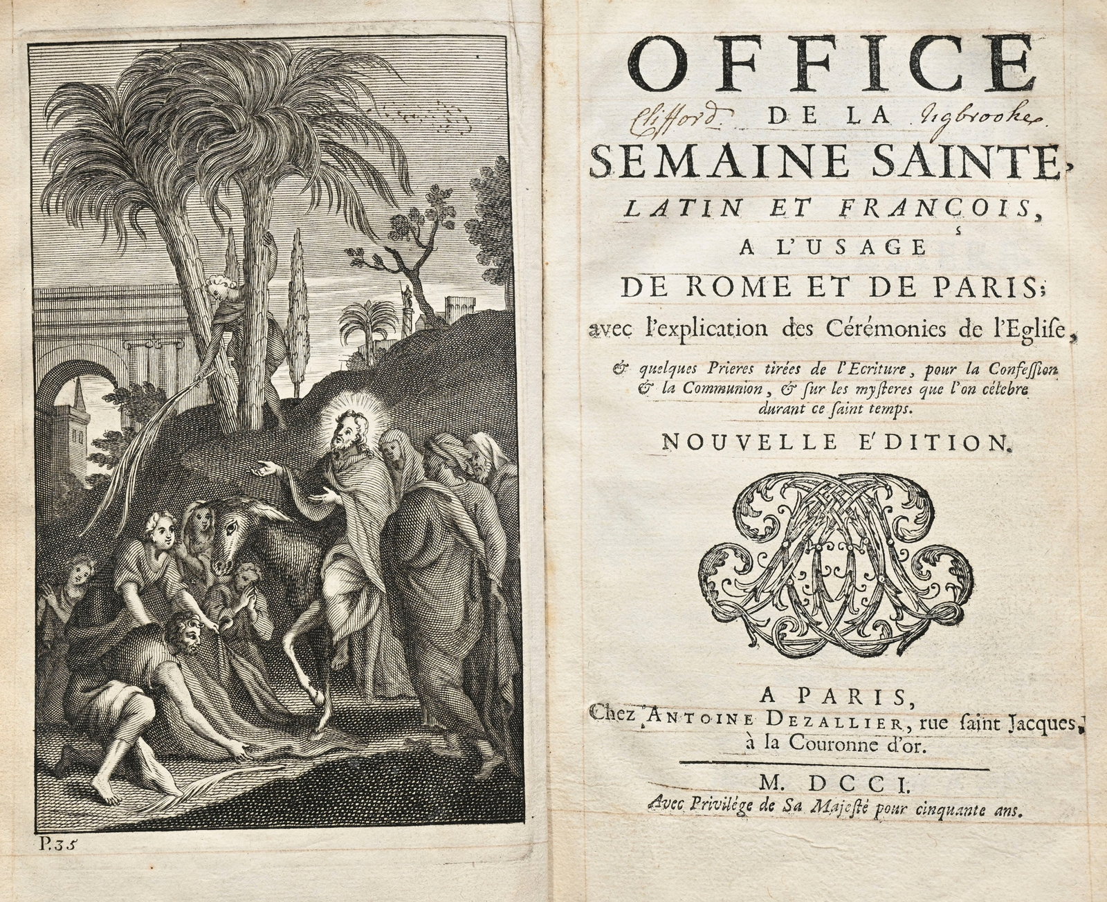 \[OFFICE\]. 3 ouvrages in-8° des XVIIe et XVIIIe s. en reliure d'époque aux plats orné - 3