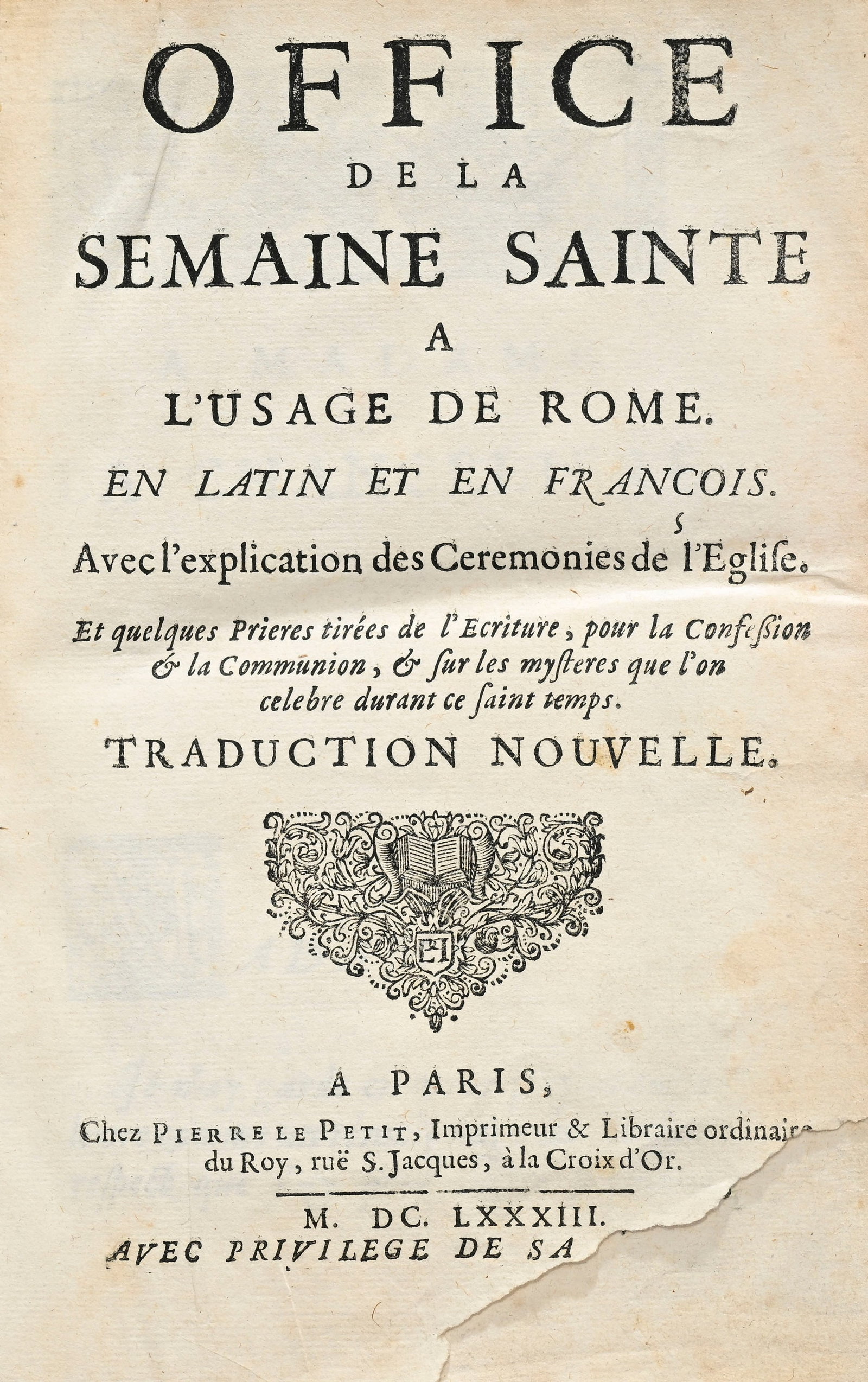 \[OFFICE\]. 3 ouvrages in-8° des XVIIe et XVIIIe s. en reliure d'époque aux plats orné - 4