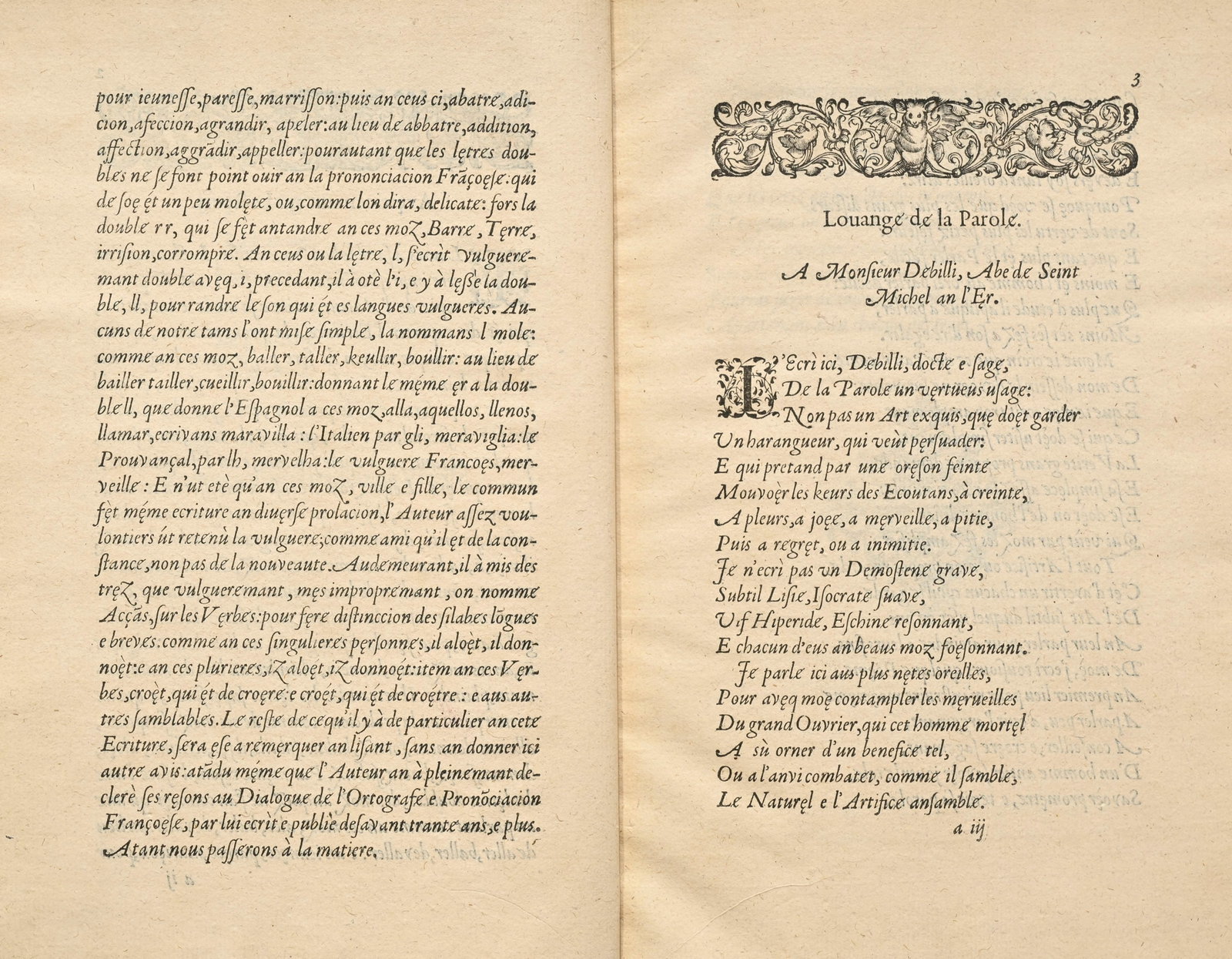 PELETIER DU MANS (Jacques). Louanges. Euvres poétiques de Jaques Peletier du Mans, intitulé - 2