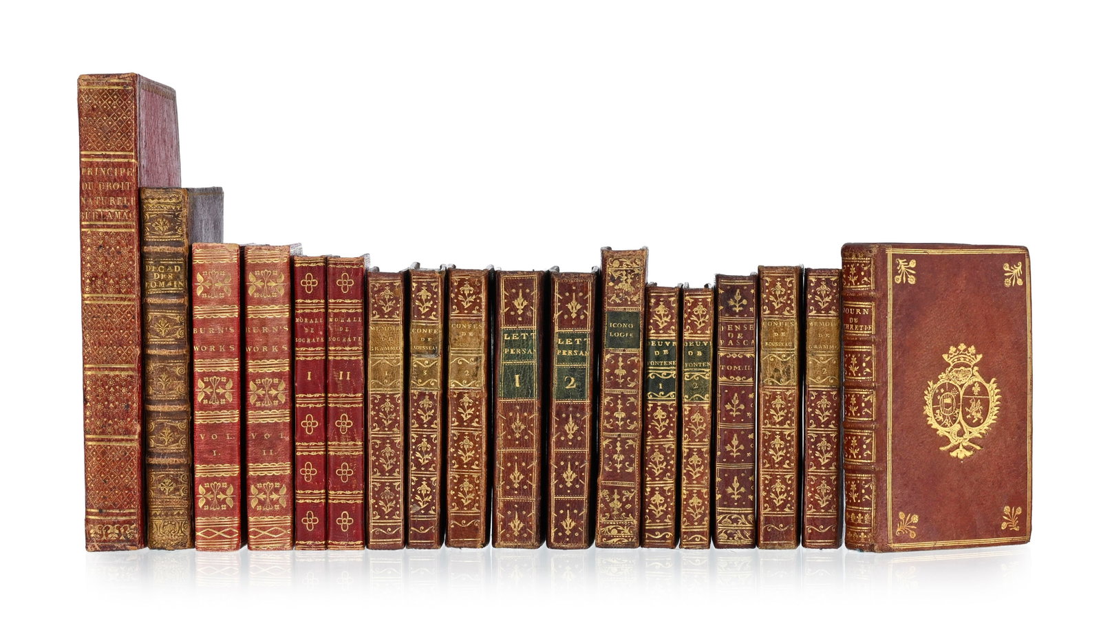 \[RELIURES DES XVIIIe et XIXe s.\] Bel ensemble de 11 ouvrages en 16 vol. du XVIIIe s. et 2 vol. du  (1 of 1)