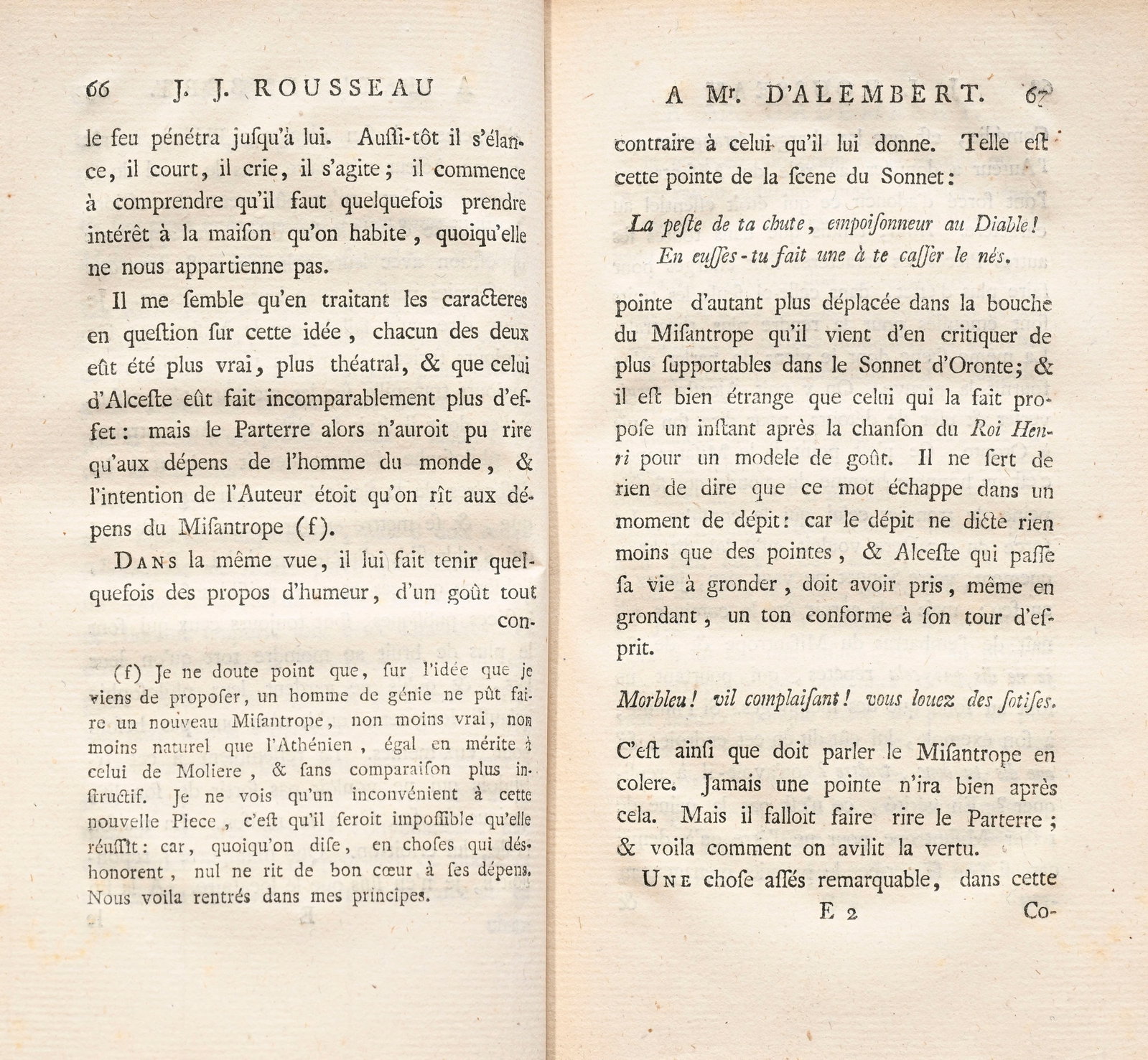 ROUSSEAU (Jean-Jacques). J. J. Rousseau, citoyen de Genève, à Mr D'Alembert, sur son artic - 2