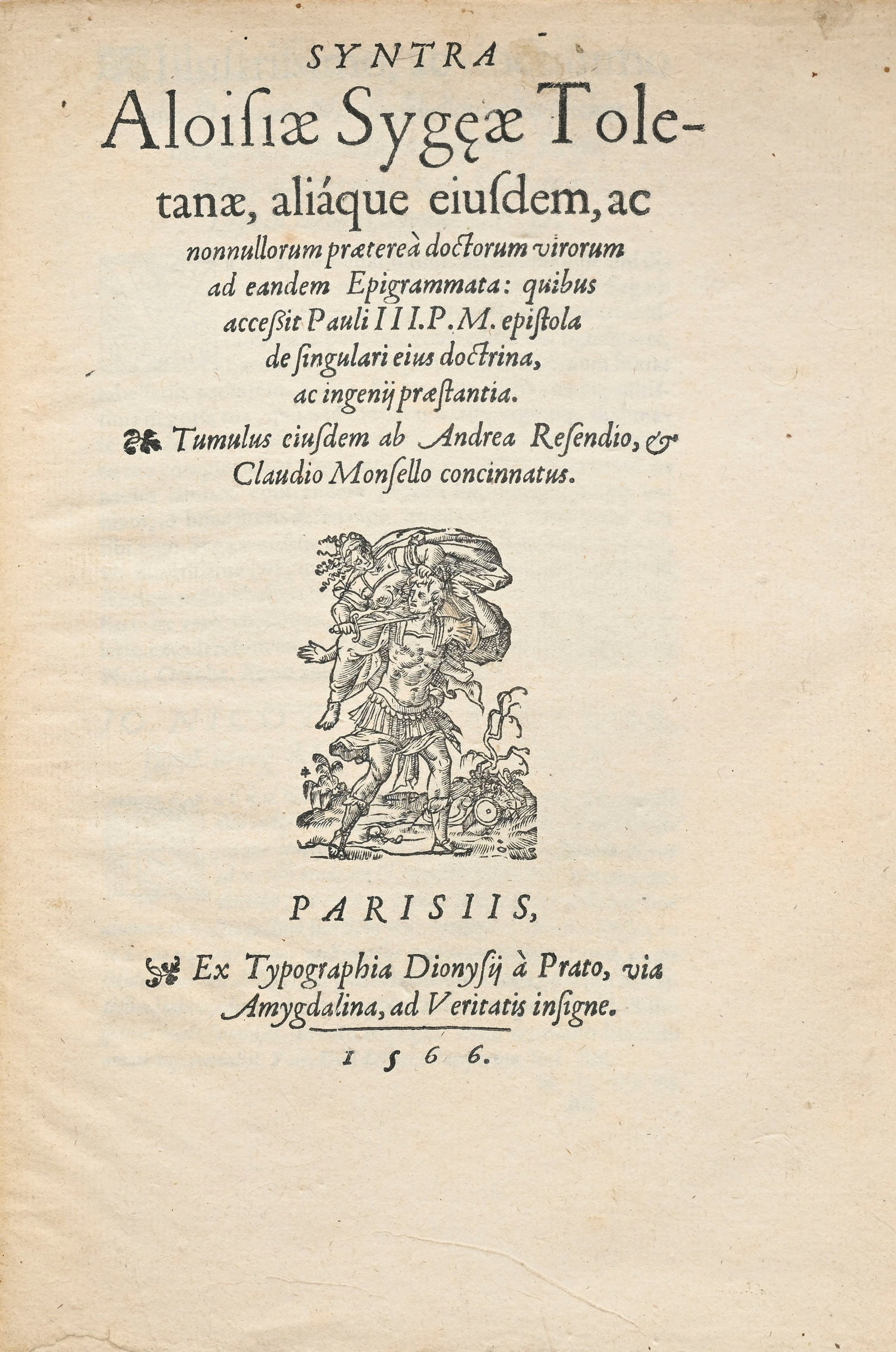 SIGEA DE VELASCO (Luisa). Syntra Aloisiae Sygeae Toletanae... Paris, Denis du Pré \[ex Typograp (1 of 3)