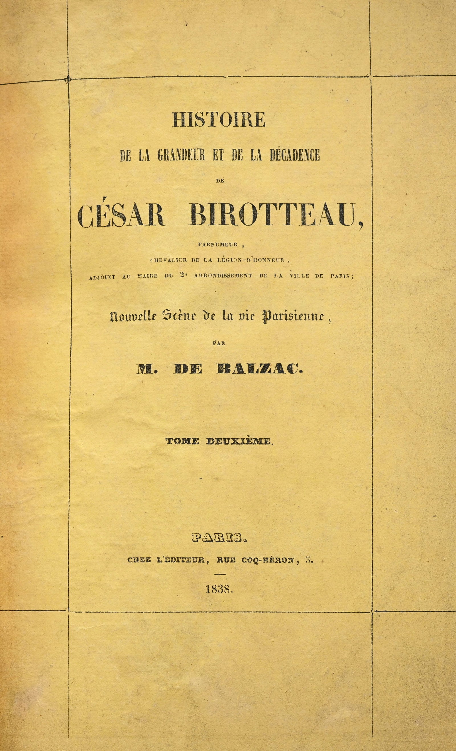 BALZAC (Honoré de). Histoire de la Grandeur et de la Décadence de César Birotteau, pa (1 of 7)