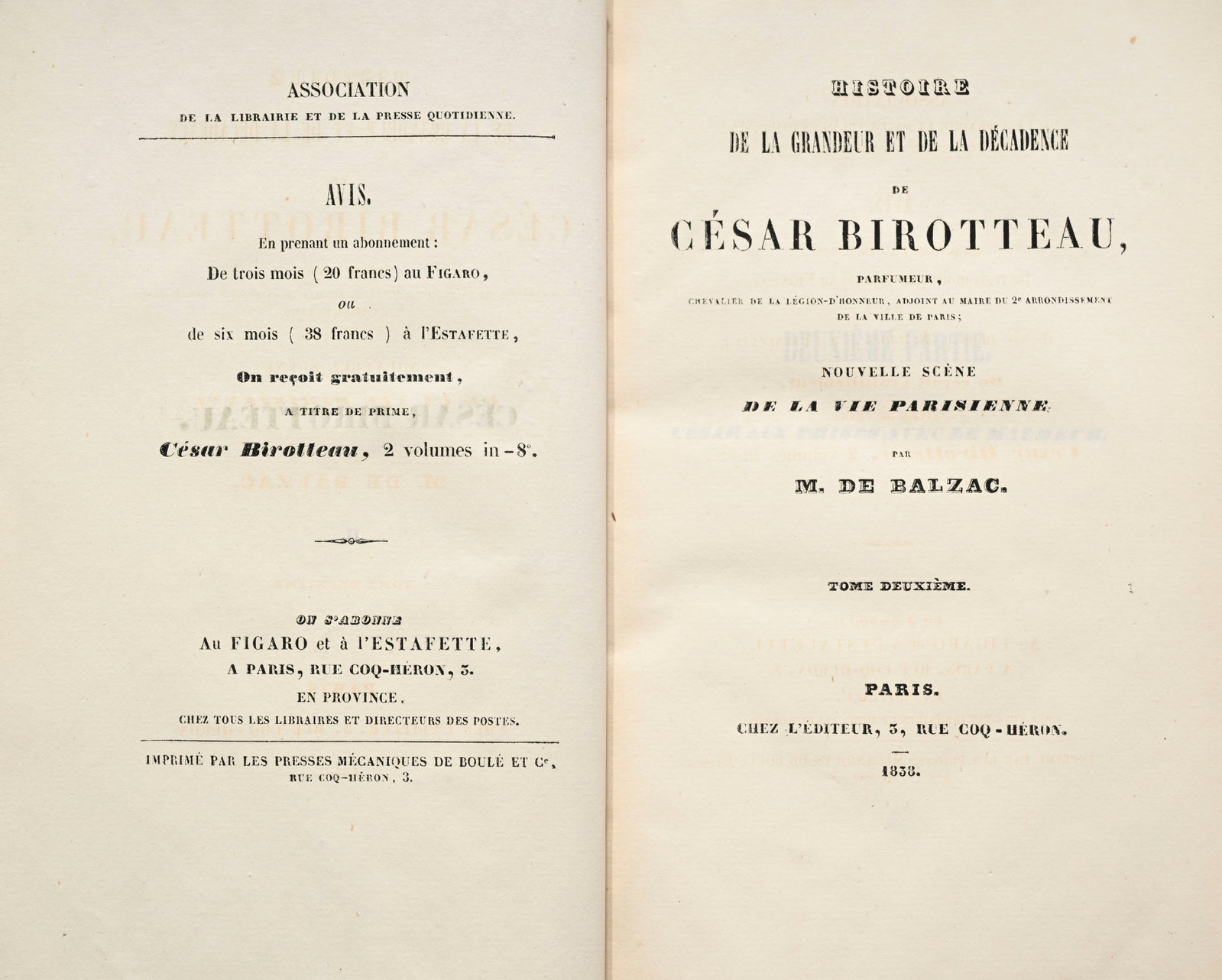 BALZAC (Honoré de). Histoire de la Grandeur et de la Décadence de César Birotteau, pa - 3