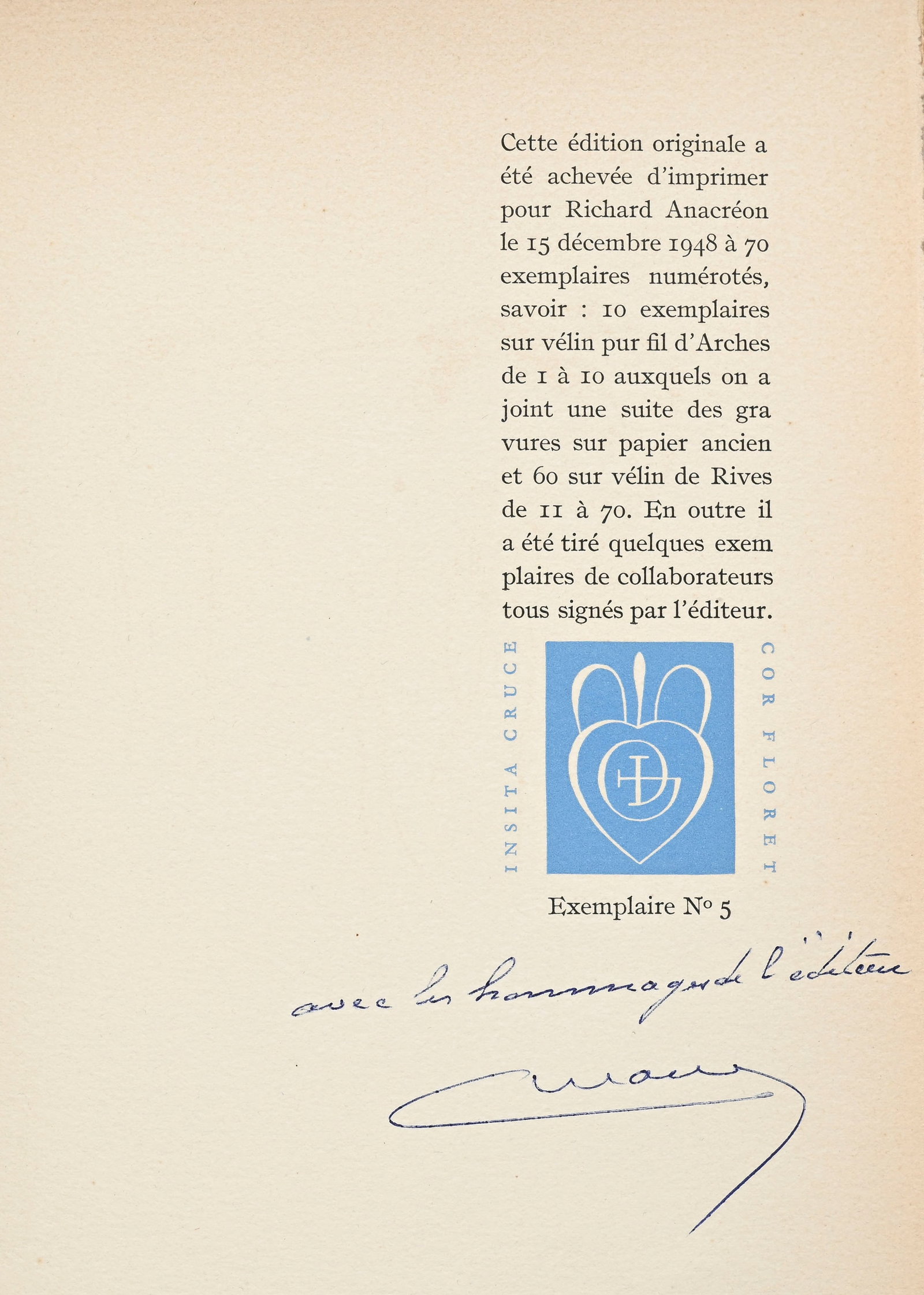 DARAGNES - JOUHANDEAU (Marcel). Les Funérailles d'Adonis. Paris, L'Originale, 1948. In-8°, - 9