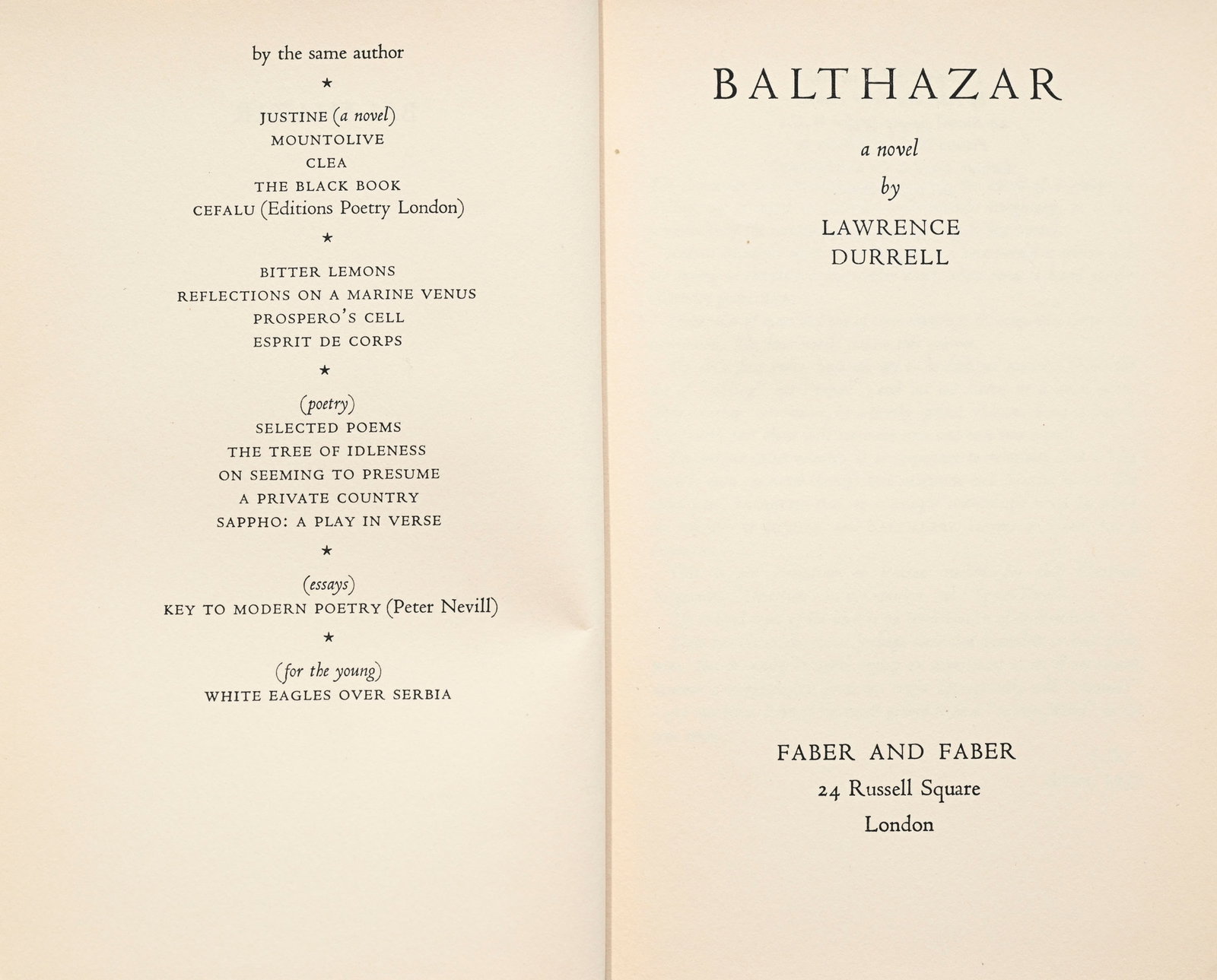 DURRELL (Lawrence). "The Alexandria Quartet". London: Faber & Faber, 1957-1960. 4 vol. in-8° re - 5