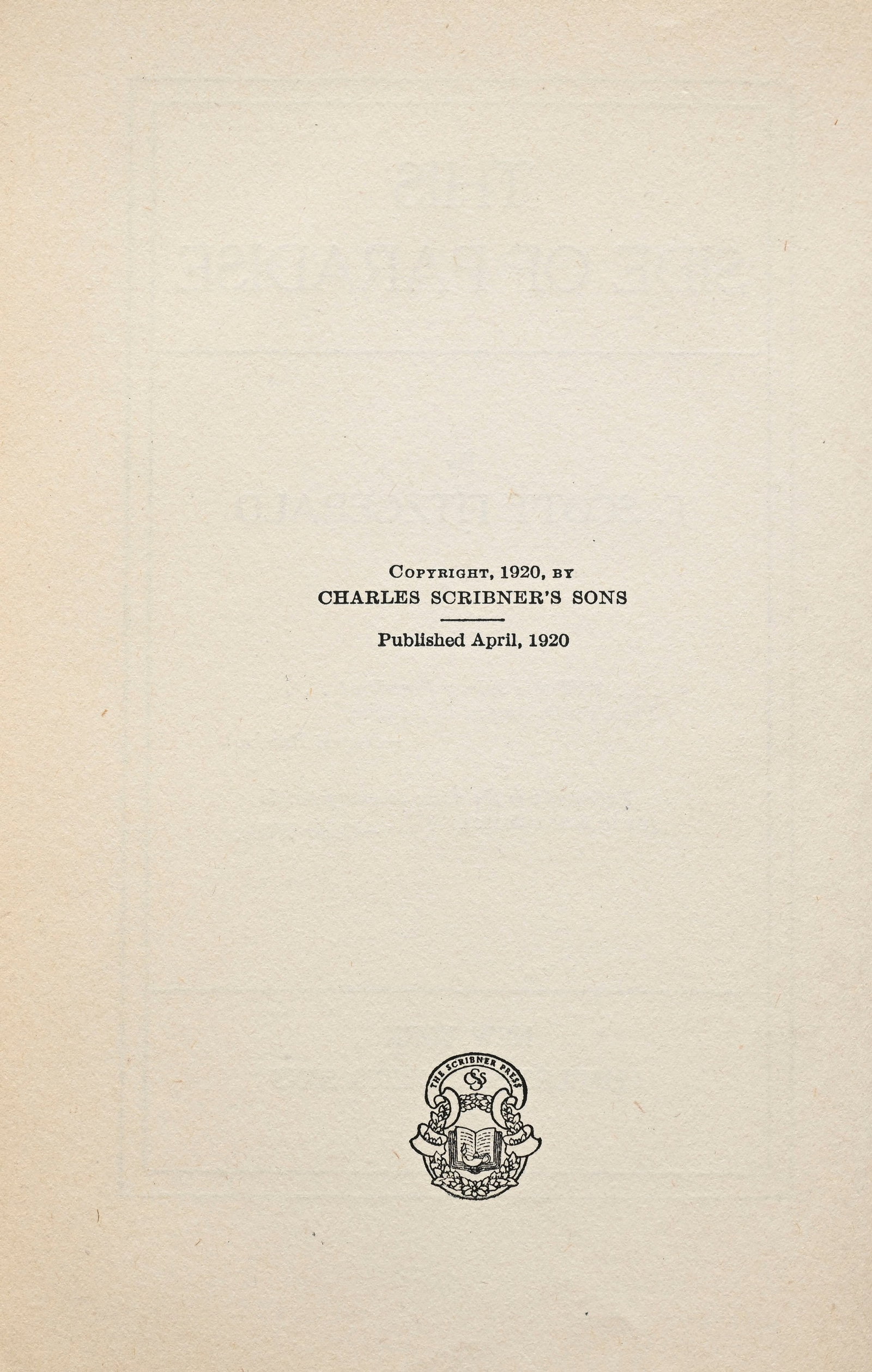 FITZGERALD (F. Scott). This side of Paradise. New York, Charles Scribner’s Sons, 1920. In-8 - 2
