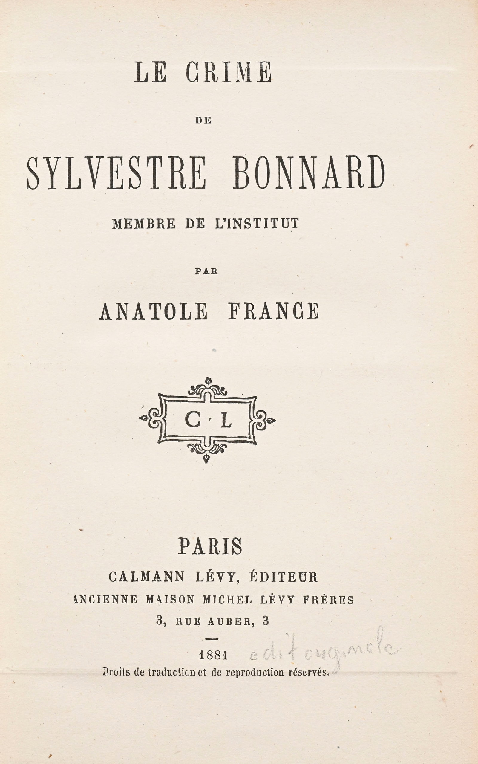 FRANCE (Anatole). 4 ouvrages en édition originale très bien reliés : 1) La r - 4
