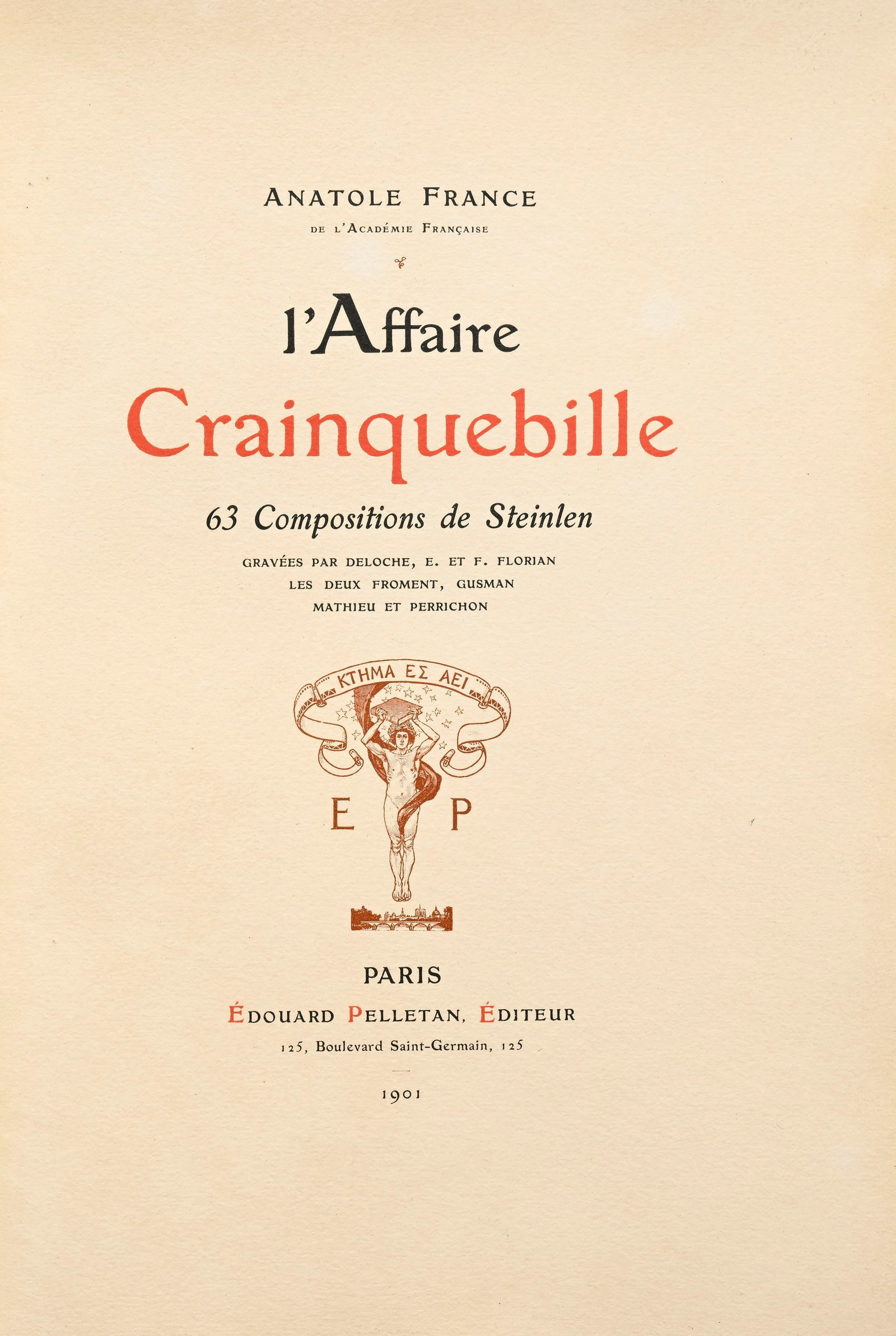 FRANCE (Anatole). 4 ouvrages en édition originale très bien reliés : 1) La r - 7