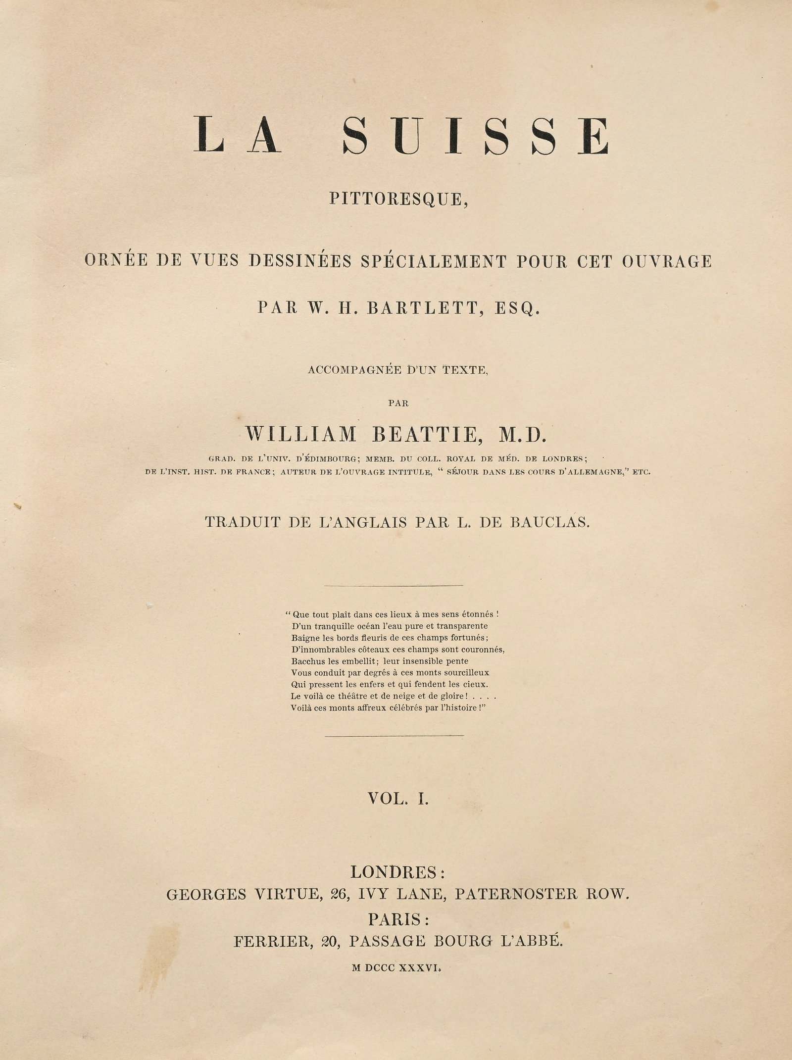 \[HELVETICA\]. BEATTIE (William). La Suisse pittoresque. Londres, George Virtue ; \[Paris, Ferrier\] - 5