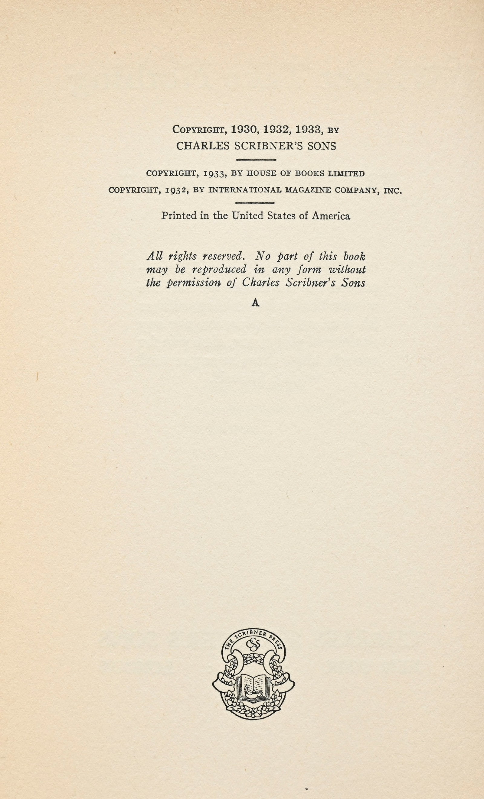 HEMINGWAY (Ernest). Winner Take Nothing. New York, Charles Scribner’s Sons, 1933. In-8° r - 4
