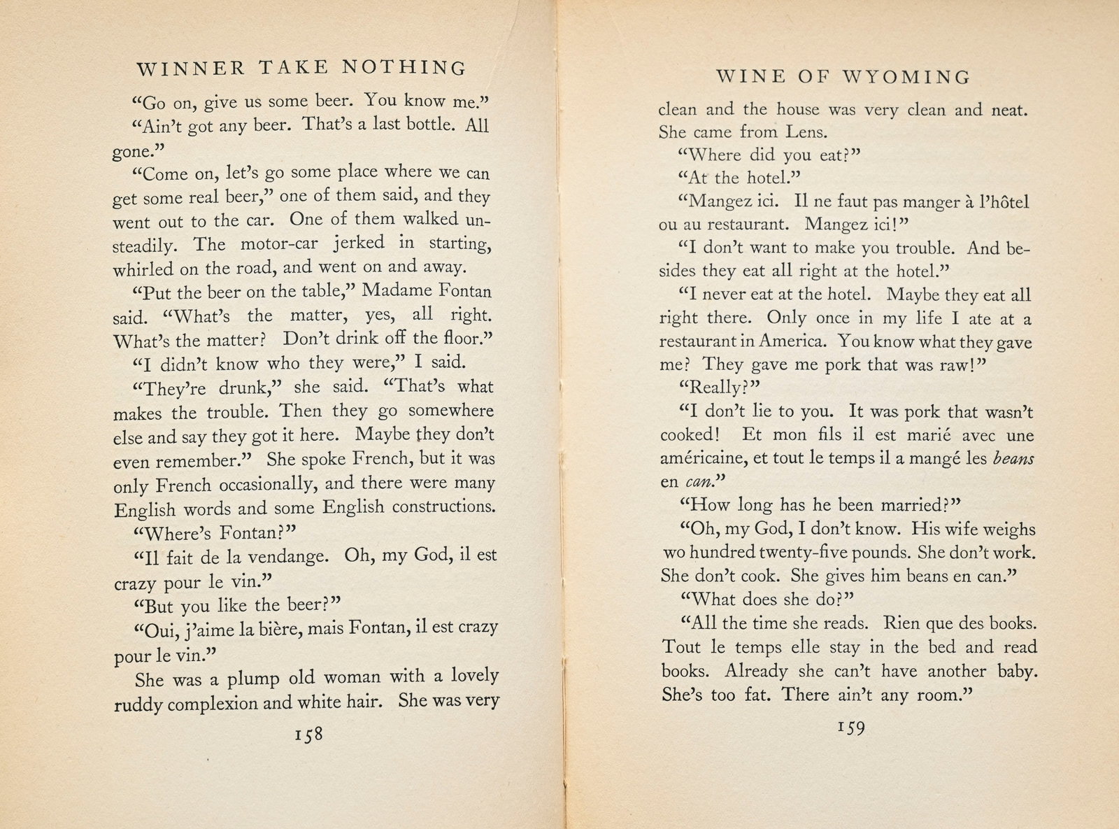 HEMINGWAY (Ernest). Winner Take Nothing. New York, Charles Scribner’s Sons, 1933. In-8° r - 5