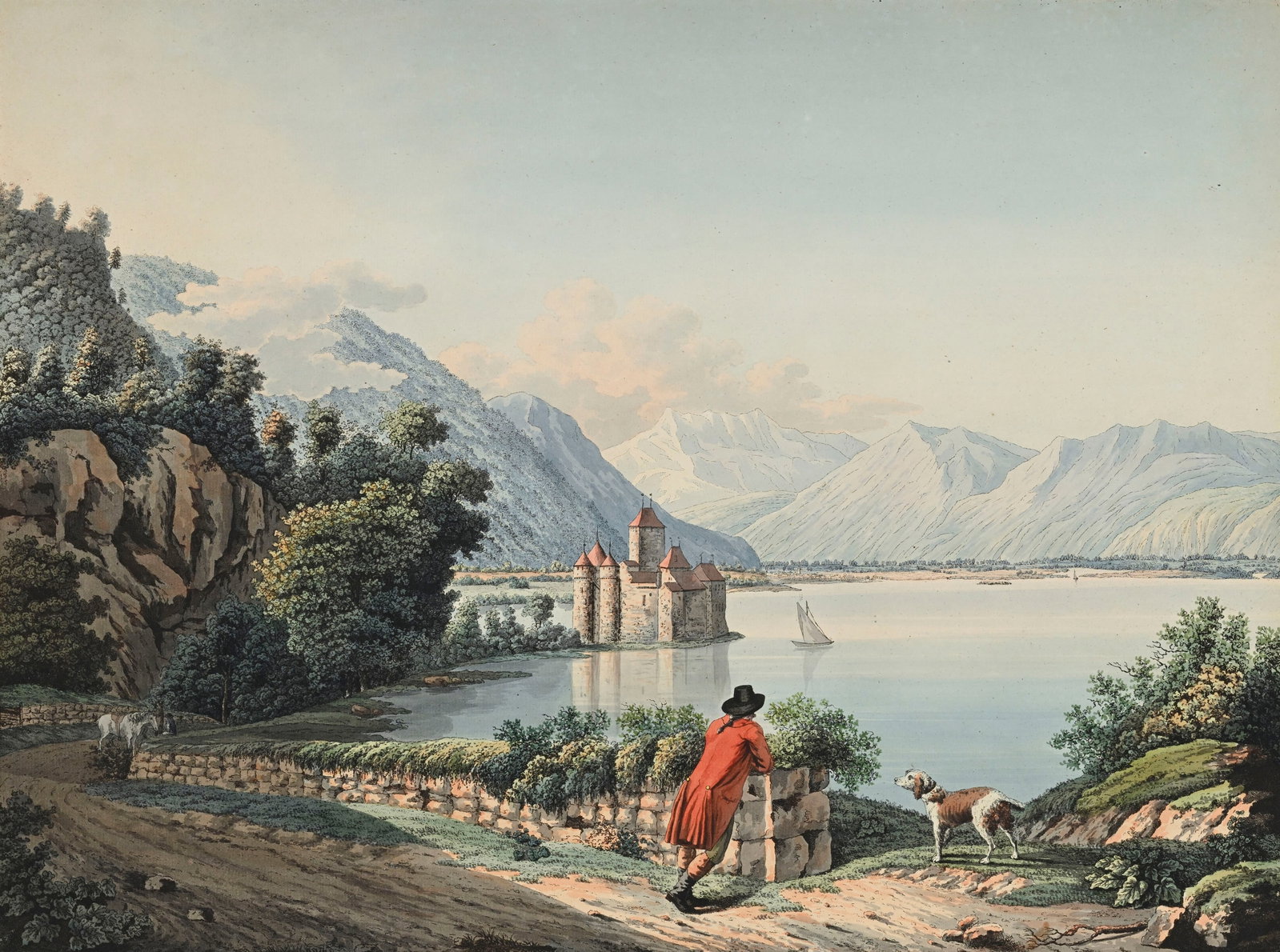 Jean-Baptiste Louis Hubert (1801-c.1865), "Vue du château de Chillon sur le lac de Genève  (1 of 4)