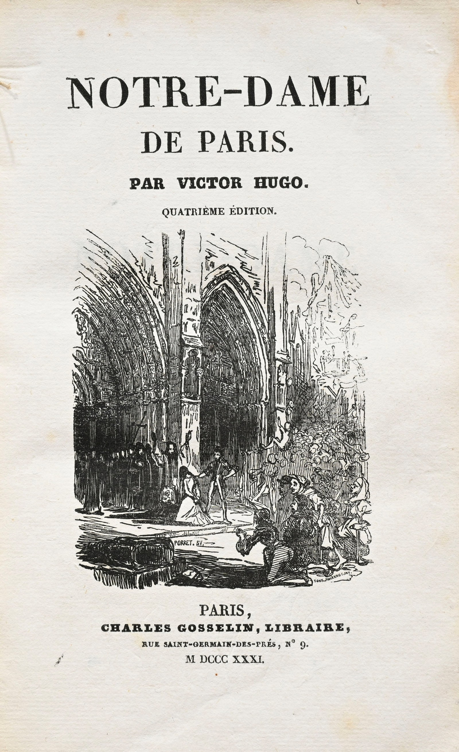 HUGO (Victor). Notre-Dame de Paris. Paris, Ch. Gosselin, 1831. 2 vol. in-8° reliés demi-ba (1 of 4)