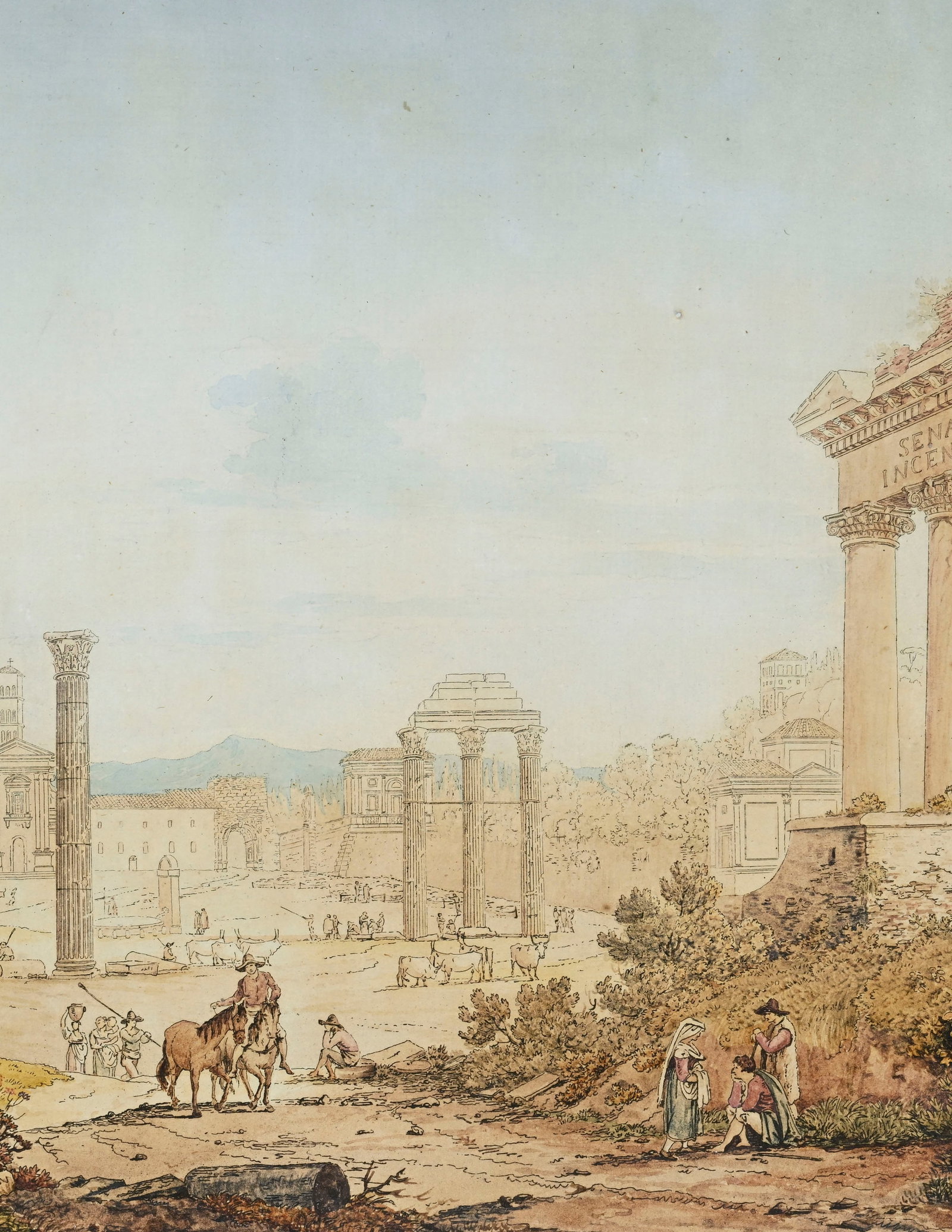 François Keisermann (1765-1833), "Le Forum à Rome ou Campo Vaccino", gravure aquarellé - 3