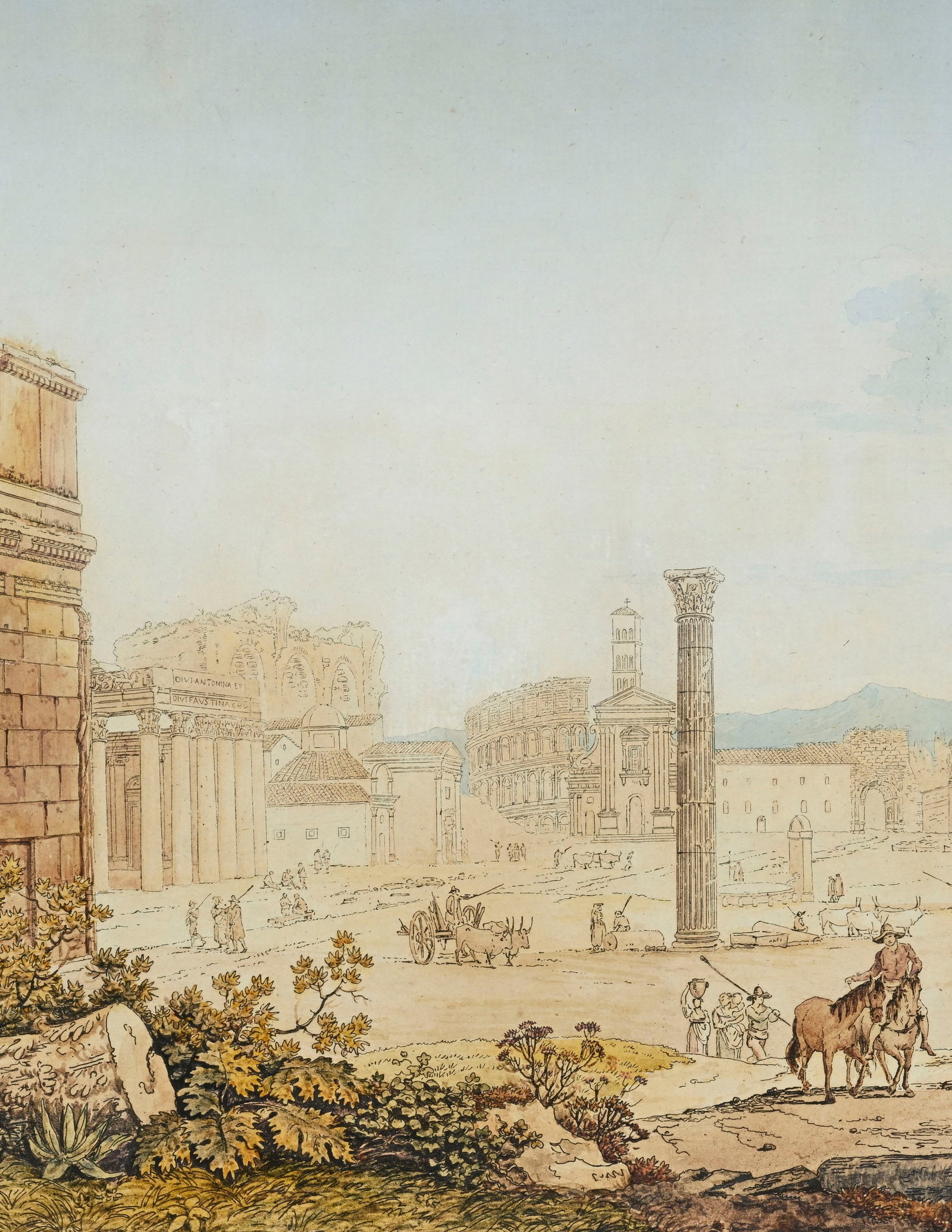 François Keisermann (1765-1833), "Le Forum à Rome ou Campo Vaccino", gravure aquarellé - 4