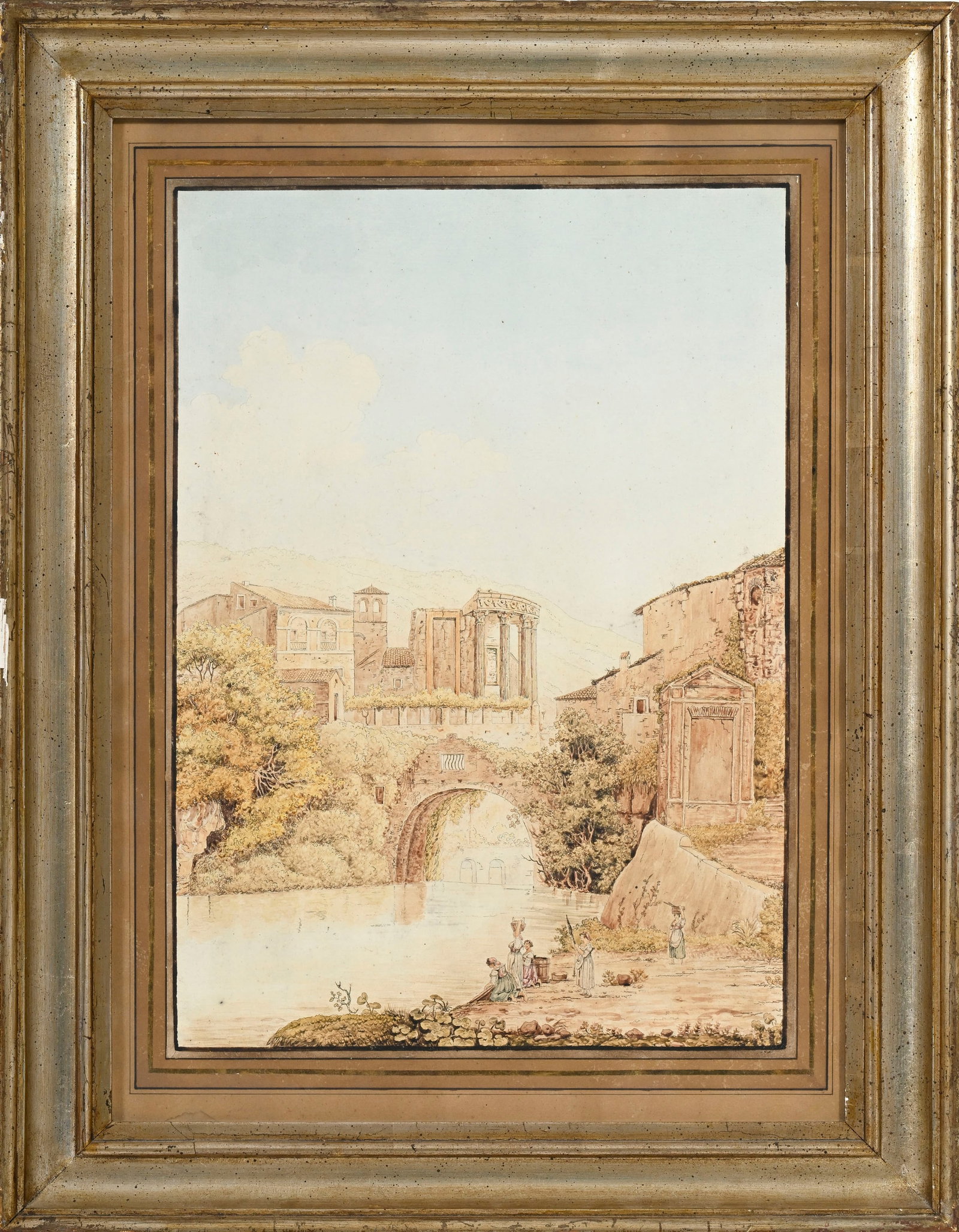 François Keisermann (1765-1833), "Tivoli : pont antique avec temple de la Sybylle de Tibur", gr - 2