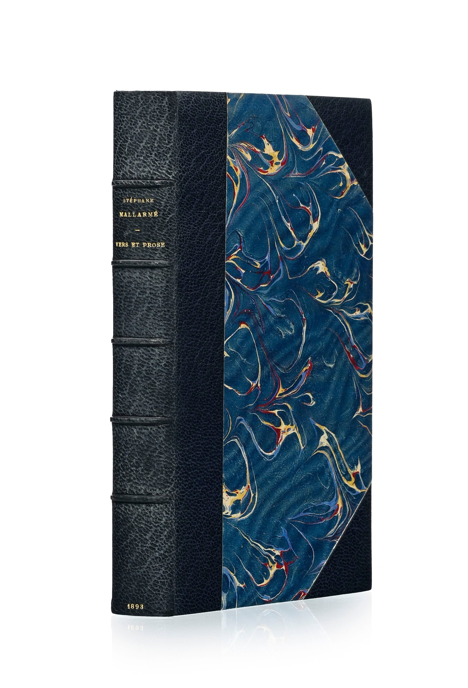 MALLARMÉ (Stéphane). Vers et prose, morceaux choisis. Paris, Perrin & Cie, 1893. Petit in-: MALLARMÉ (Stéphane). Vers et prose, morceaux choisis. Paris, Perrin & Cie, 1893. Petit in-8° relié demi-maroquin bleu nuit à coins, dos à nerfs, couv. conservée.