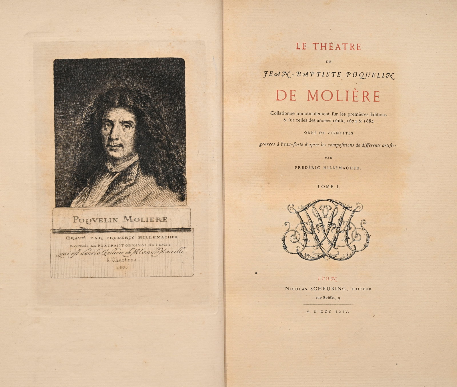 MOLIÈRE. Le Théâtre de Jean-Baptiste de Molière... Lyon. Nicolas Scheuring, 1864 - 3