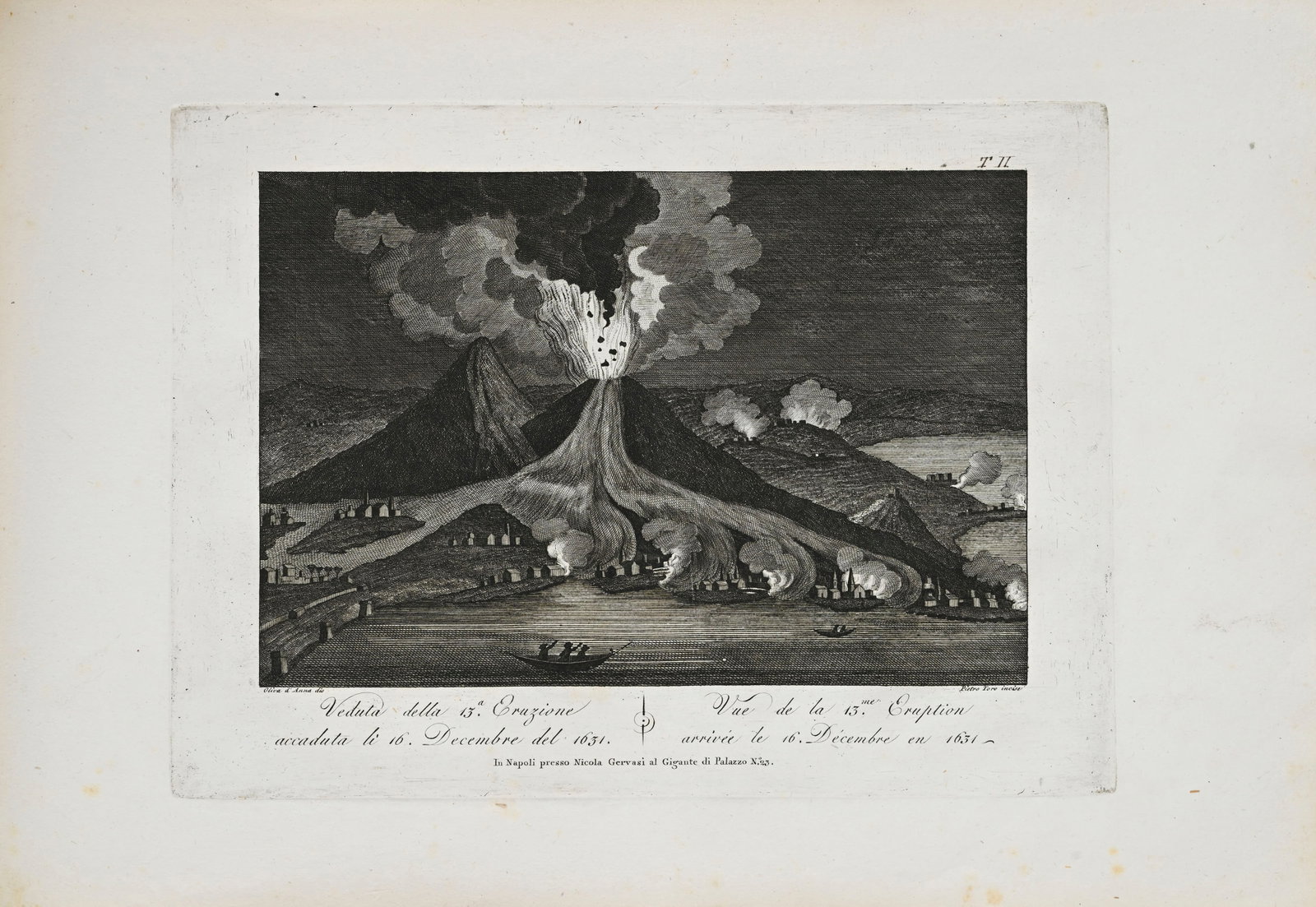 \[NAPLES\] . Recueil de toutes les Vues qui existoient dans le Cabinet du Duc de la Tour Et qui repr: [NAPLES] . Recueil de toutes les Vues qui existoient dans le Cabinet du Duc de la Tour Et qui représentoient Les incendies du Mont Vésuve... Naples, Nicolas Gervasi, 1805. In-folio oblong