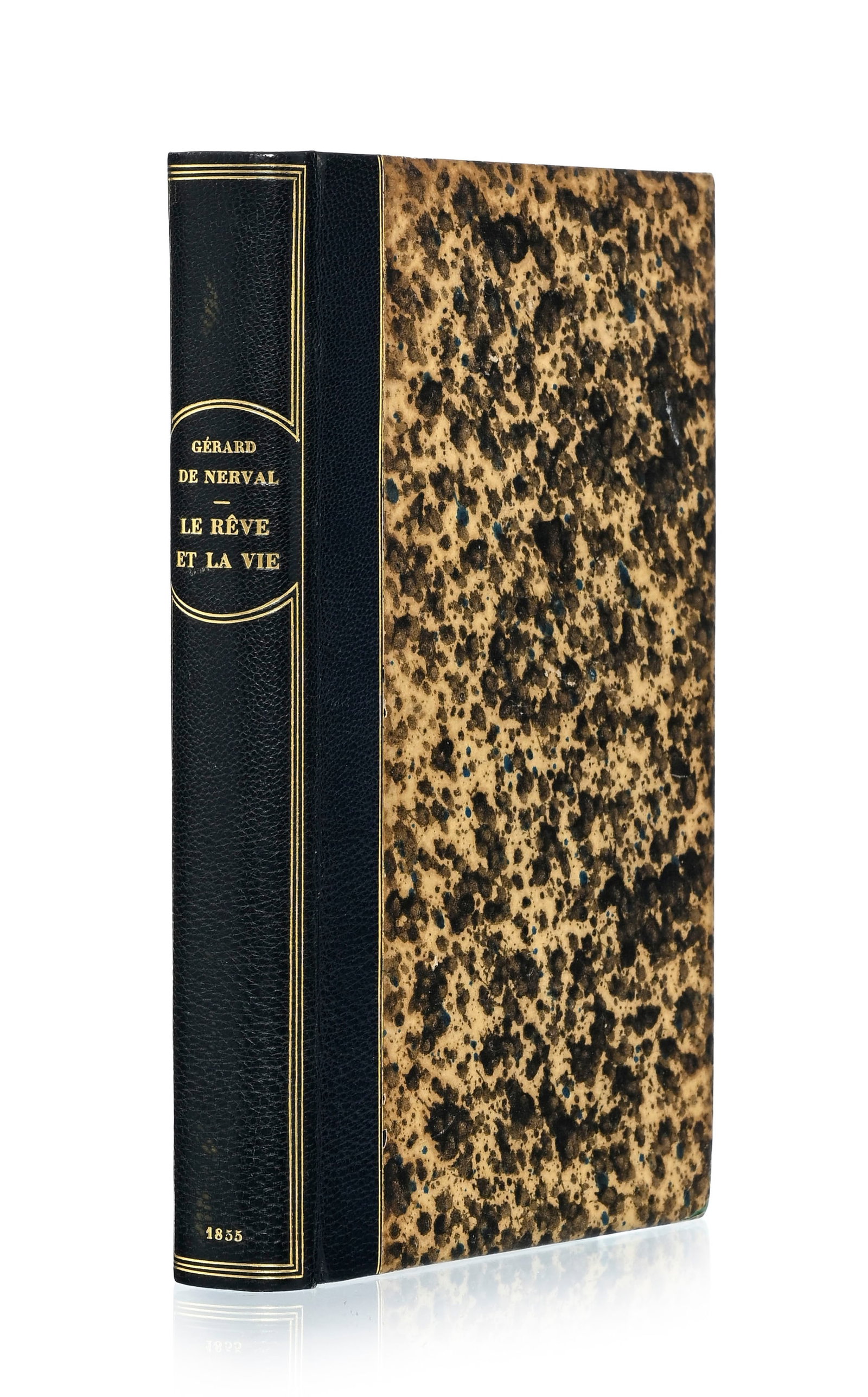 NERVAL (Gérard de ). Le Rêve et la Vie. Paris, Victor Lecou, 1855\. In-12 relié demi-: NERVAL (Gérard de ). Le Rêve et la Vie. Paris, Victor Lecou, 1855. In-12 relié demi-maroquin noir, dos lisse orné et doré, tr. de tête dorée, couv. jaune d'origine