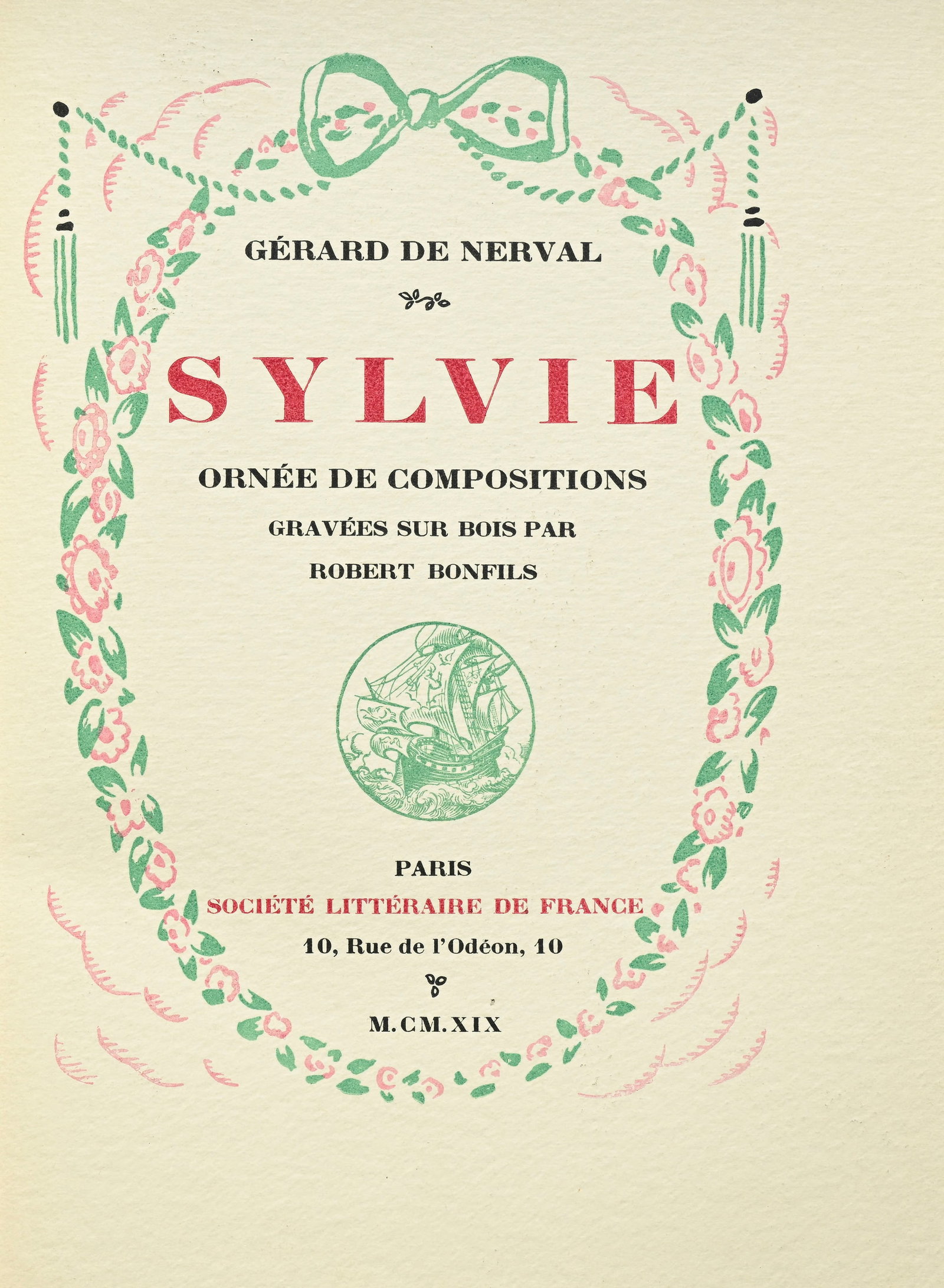 NERVAL (Gérard de). Sylvie. Paris, Société littéraire de France, 1919\. In-8 - 4