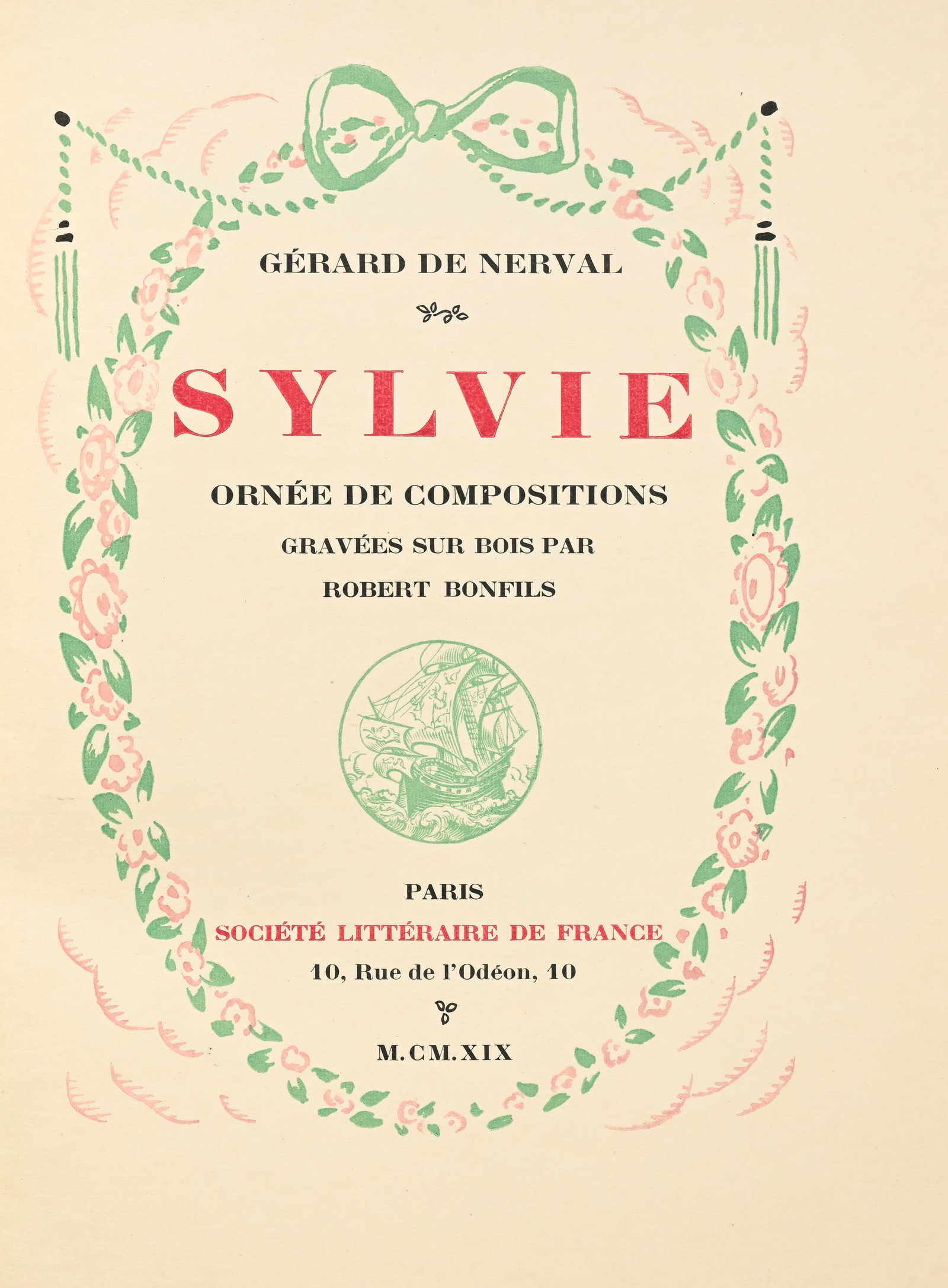 NERVAL (Gérard de). Sylvie. Paris, Société littéraire de France, 1919\. In-8 - 5