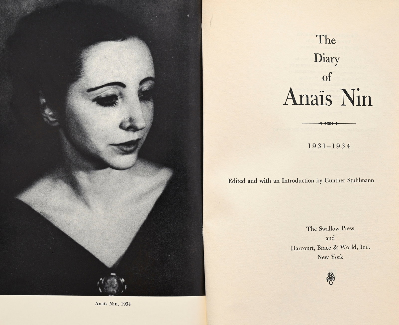 NIN (Anaïs). The Diary of Anaïs Nin. New York, Shallow Press and Harcourt, Brace & World & - 3