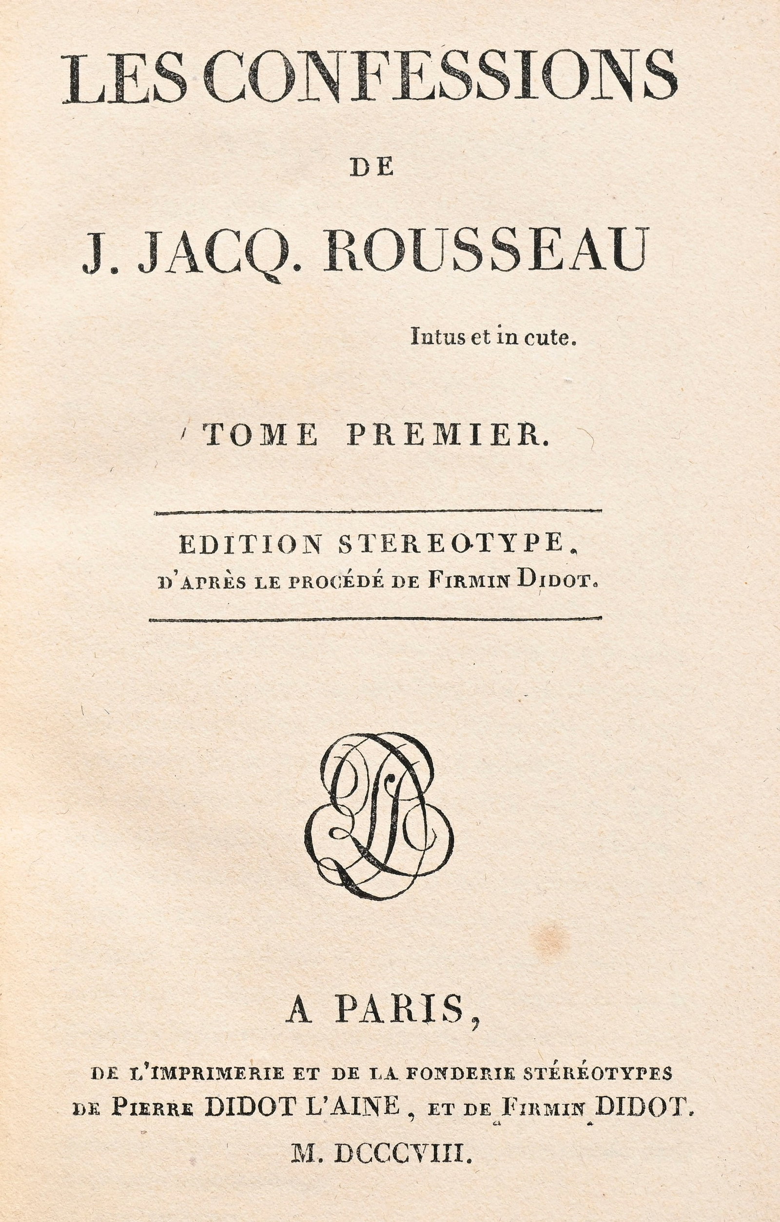 \[RELIURE\]. ROUSSEAU (Jean-Jacques). Les confessions. Édition stéréotype Paris, Dido - 3