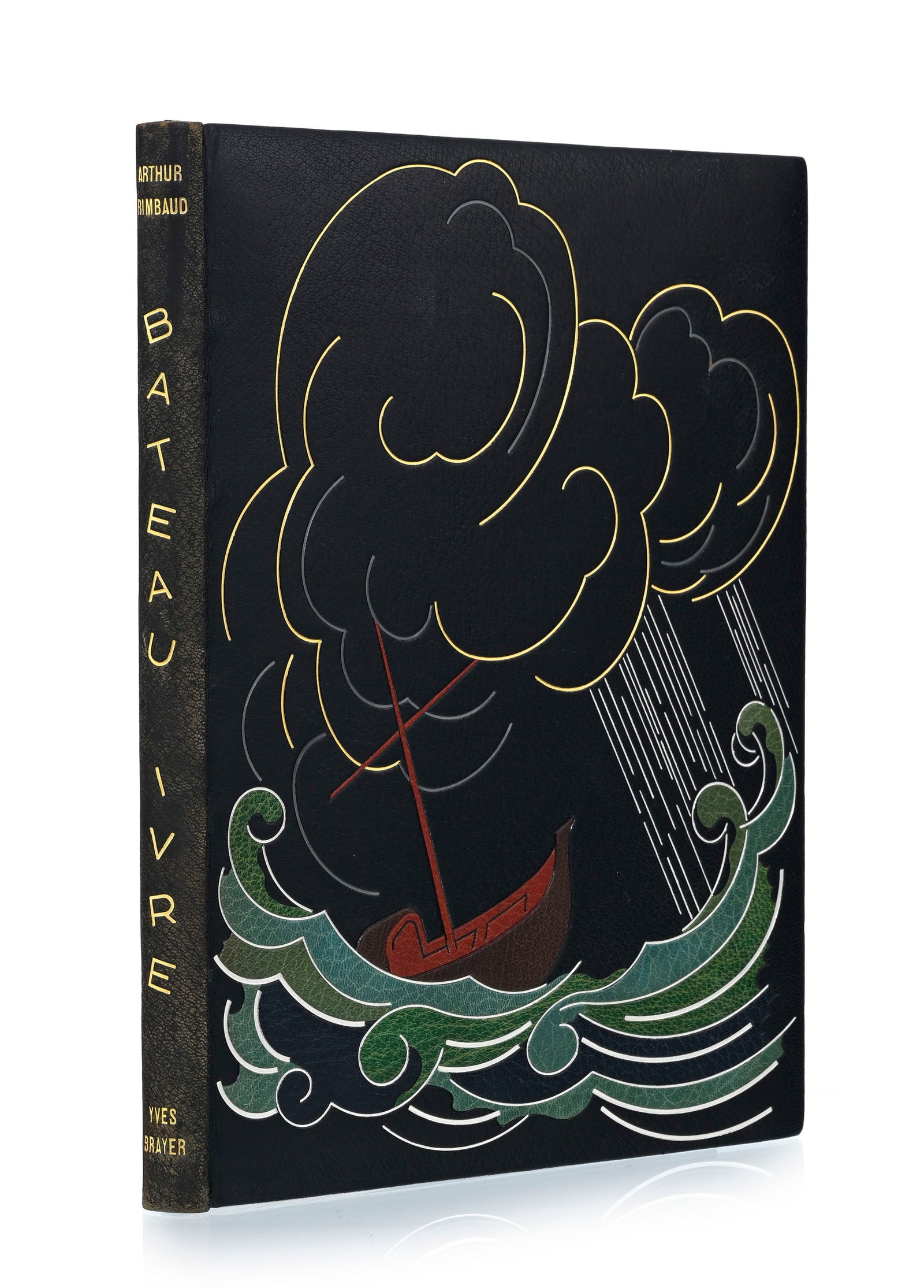RIMBAUD (Arthur ). Bateau ivre. Paris, s.n. \[Gonin\], 1939\. In-folio relié plein maroquin noi - 2