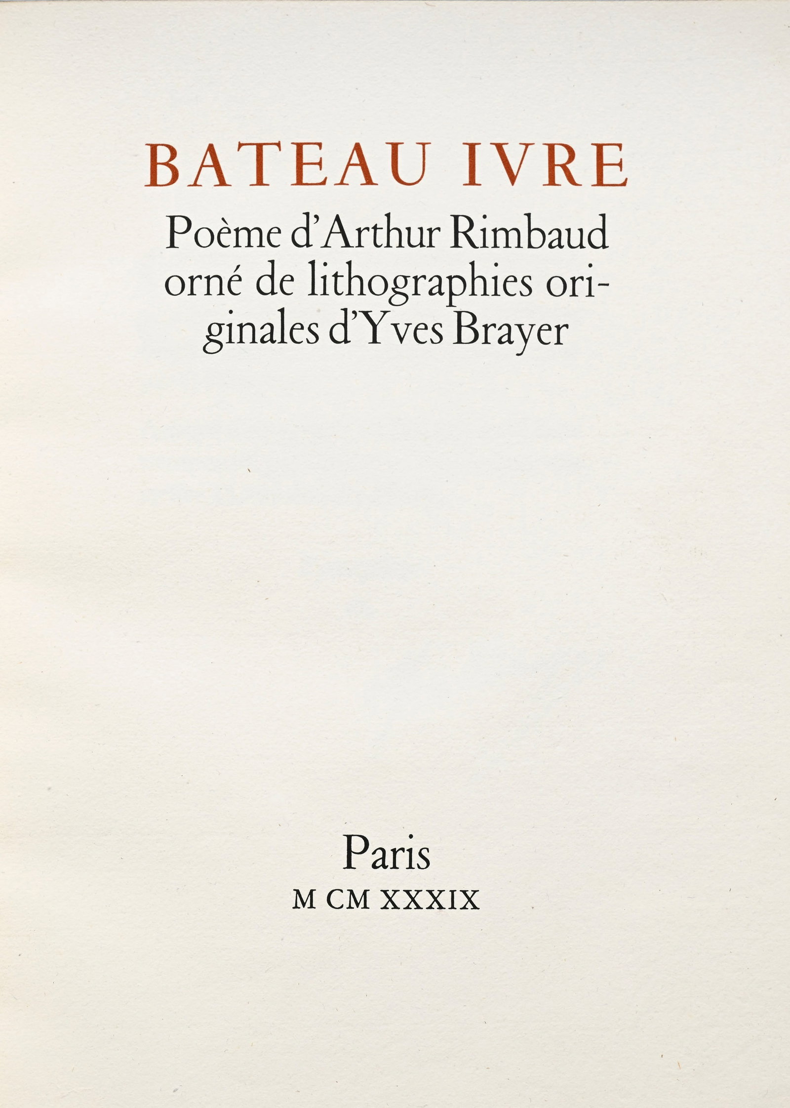 RIMBAUD (Arthur ). Bateau ivre. Paris, s.n. \[Gonin\], 1939\. In-folio relié plein maroquin noi - 4
