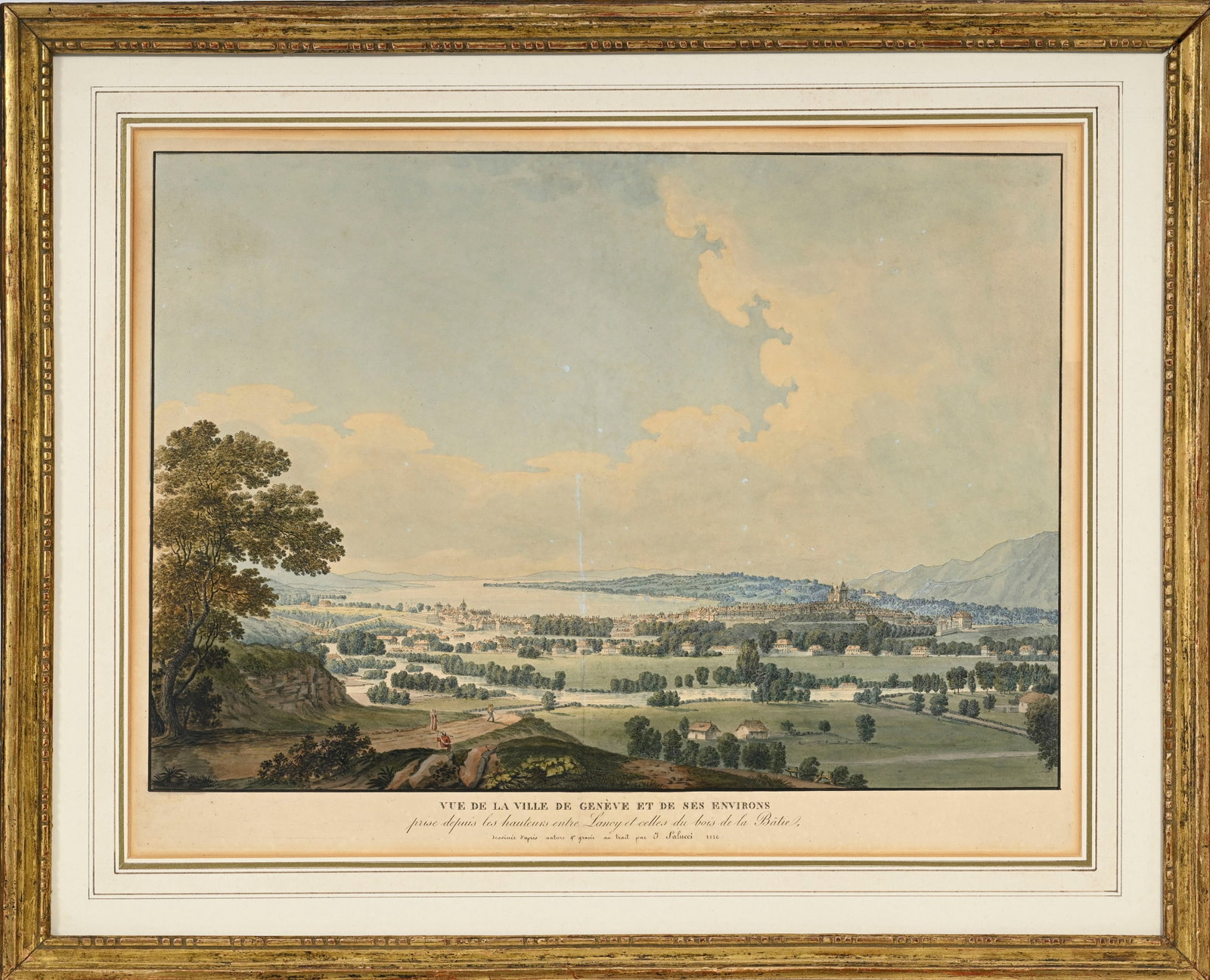 Giovanni Salucci (1769-1845), Vue de la Ville de Genève et de ses environs, 1816, gravure rehau - 2