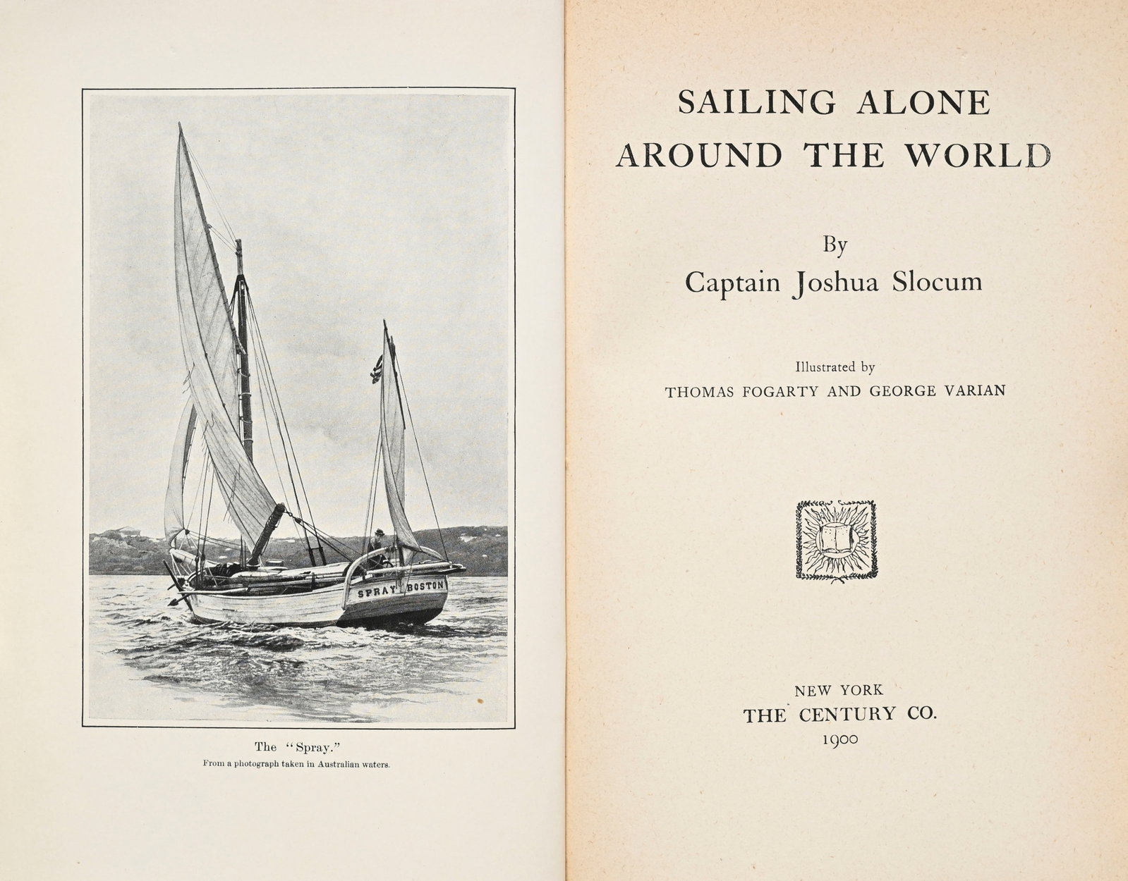 SLOCUM (Joshua). Sailing Alone Around the World. New York, The Century Co., 1900\. In-8° reli&# - 2