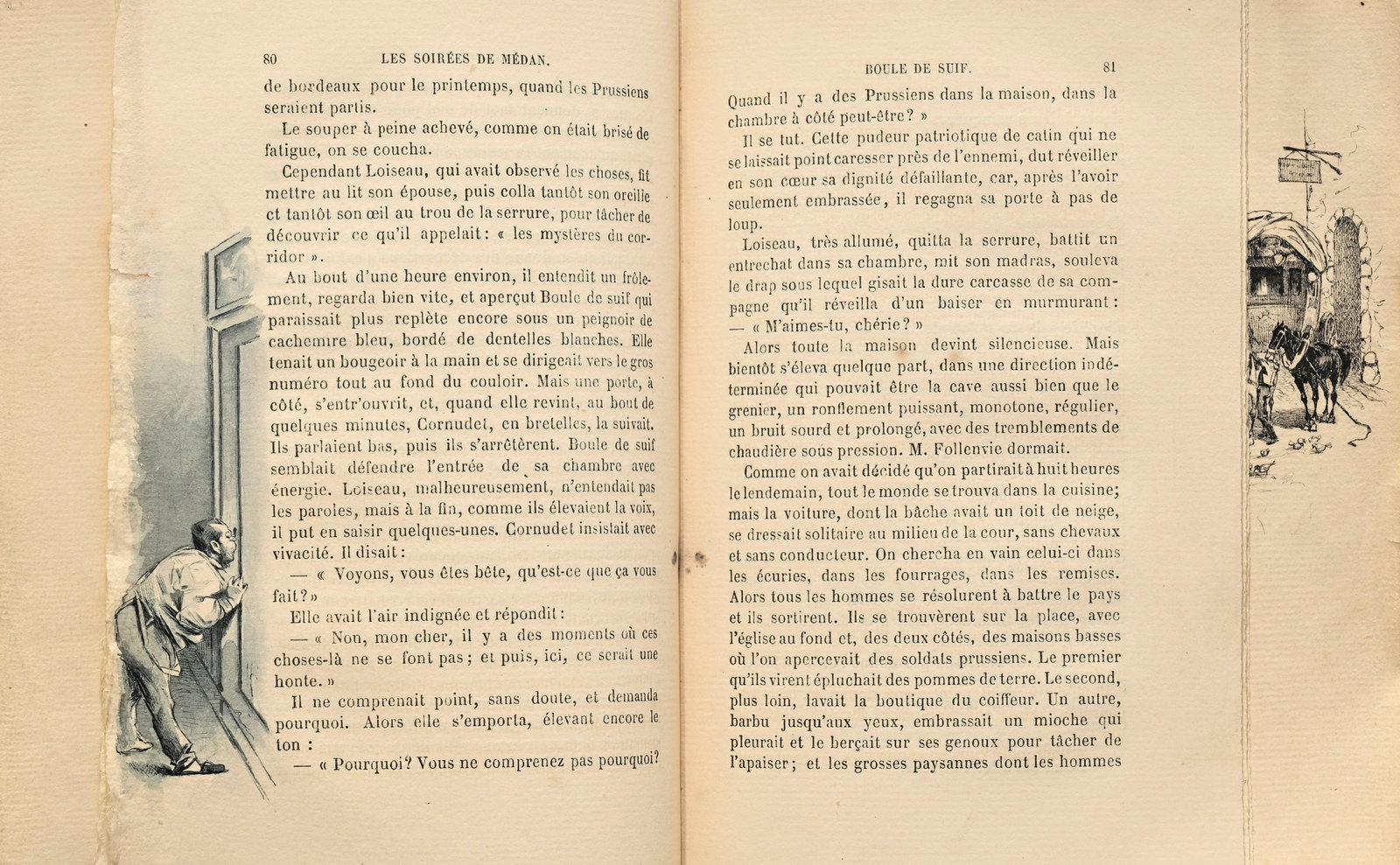 LES SOIRÉES DE MÉDAN. Paris, G. Charpentier, 1880. In-12 relié plein maroquin grenat : LES SOIRÉES DE MÉDAN. Paris, G. Charpentier, 1880. In-12 relié plein maroquin grenat à long grain, dos lisse orné et doré, filet doré en encadrement des plats,