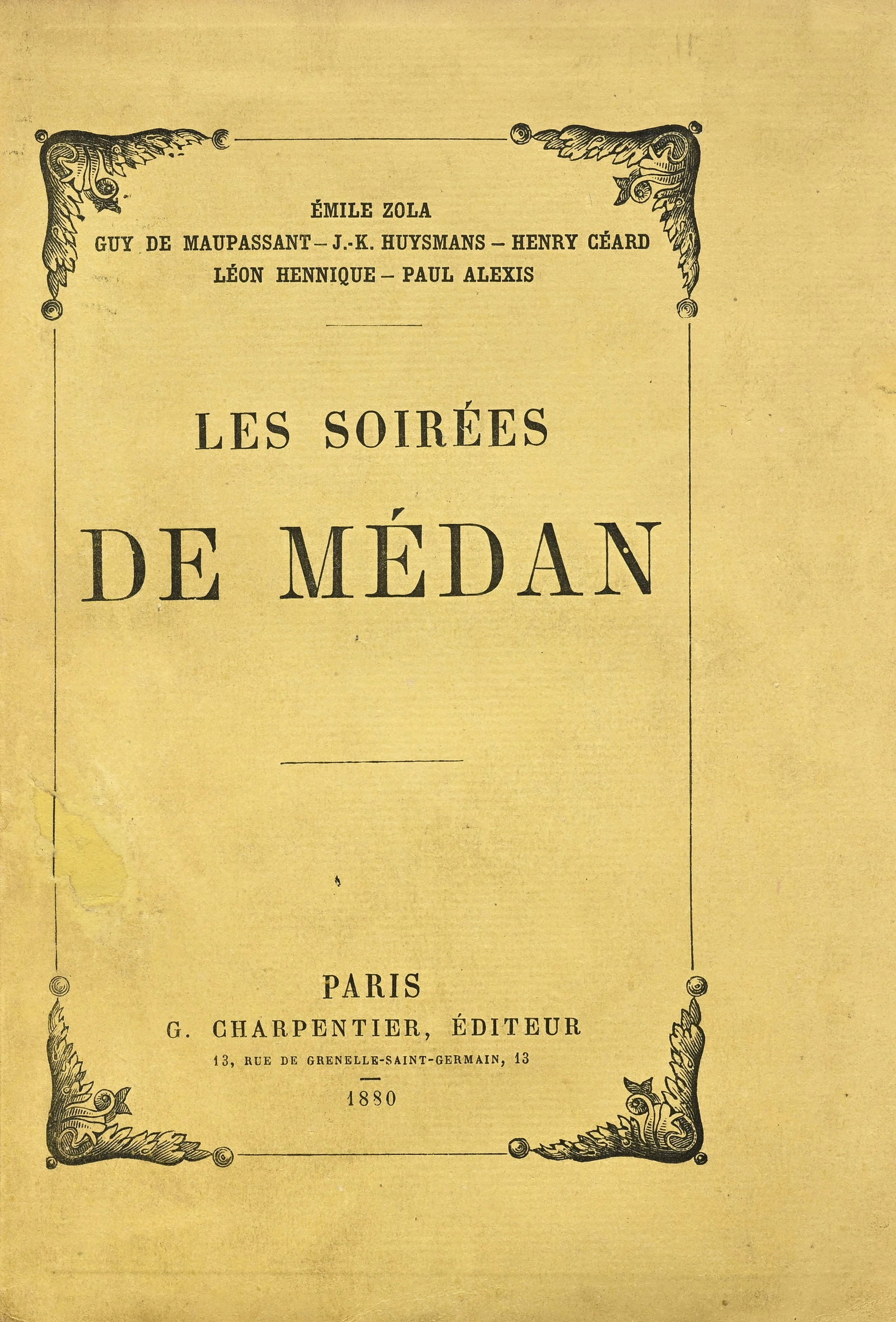 LES SOIRÉES DE MÉDAN. Paris, G. Charpentier, 1880. In-12 relié plein maroquin grenat  - 2