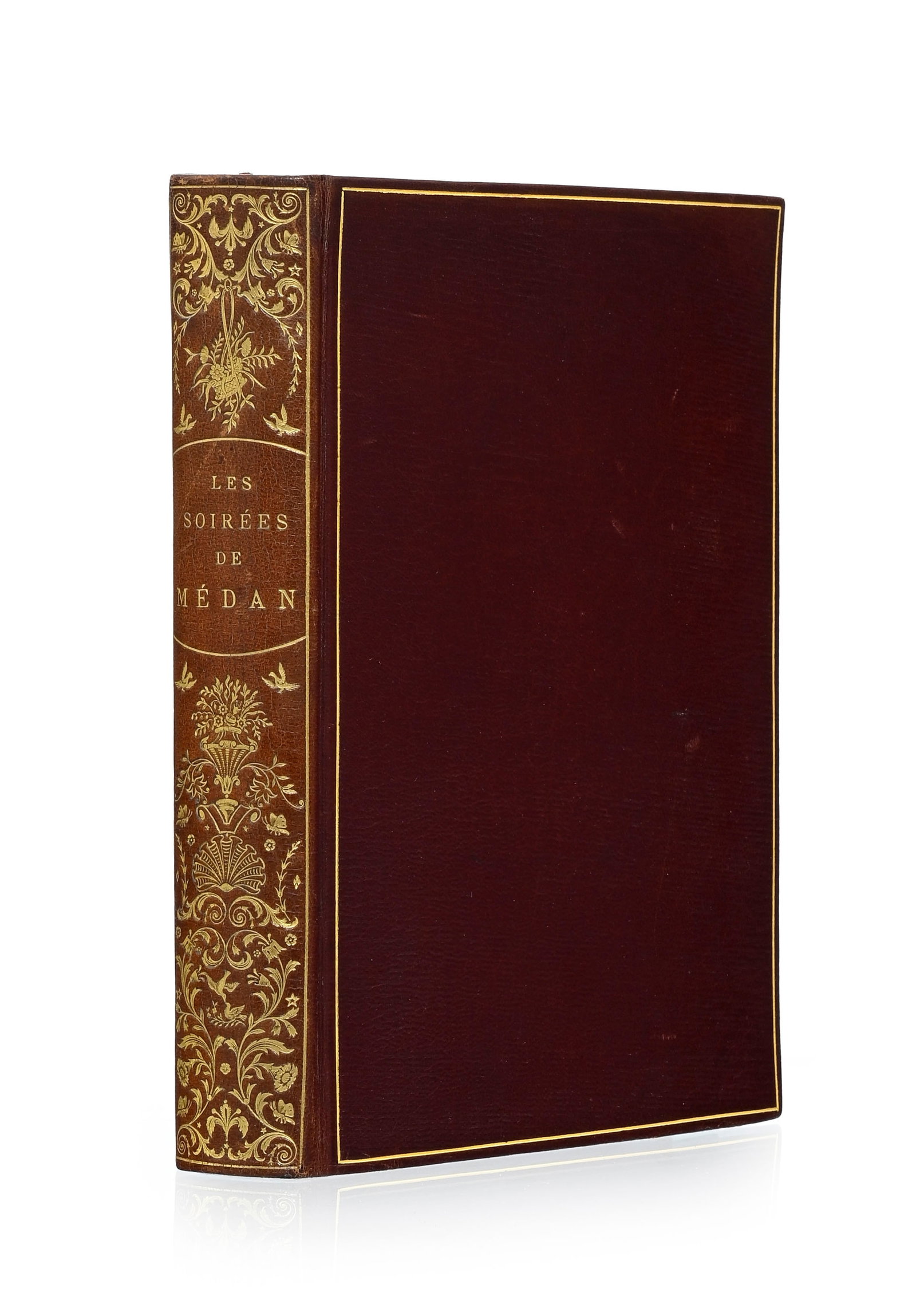LES SOIRÉES DE MÉDAN. Paris, G. Charpentier, 1880. In-12 relié plein maroquin grenat  - 6