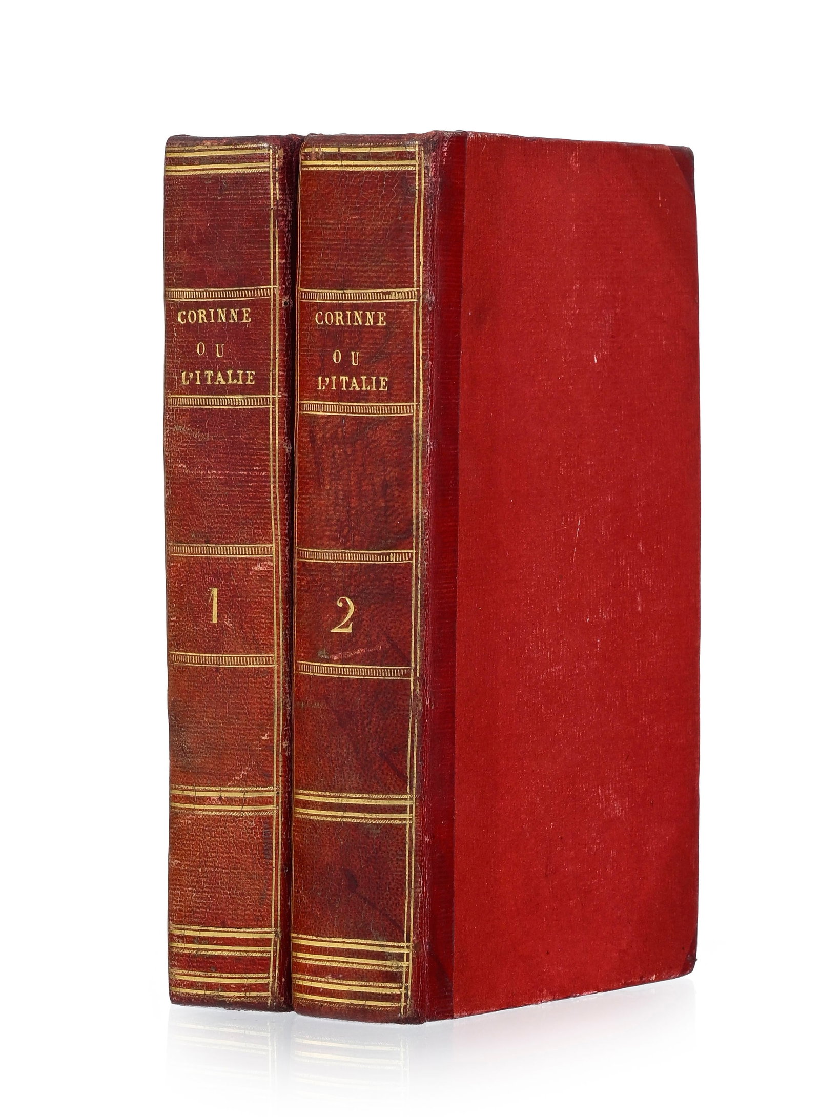 STAEL (Germaine Necker, dite madame de). Corinne ou L'Italie. Paris, A la librairie Stéréo: STAEL (Germaine Necker, dite madame de). Corinne ou L'Italie. Paris, A la librairie Stéréotipe chez H. Nicolle, 1807. 2 vol. in-8° demi-maroquin rouge à petits coins, dos lisses