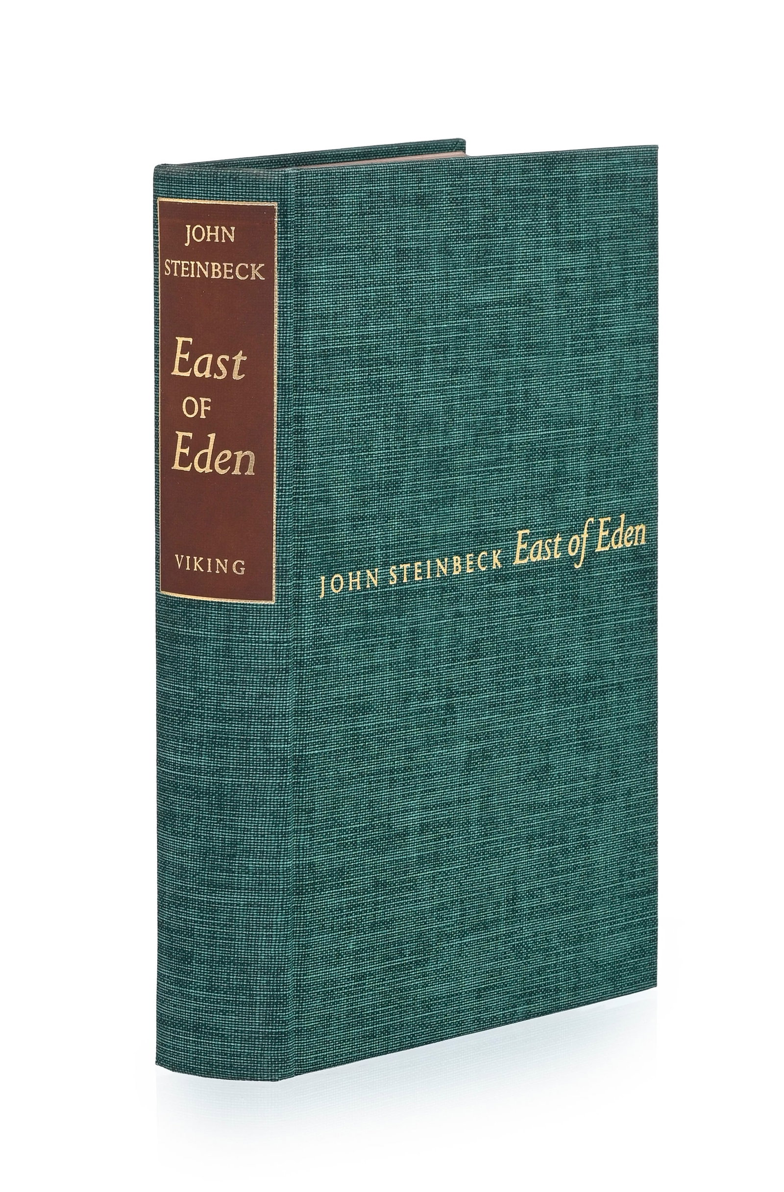STEINBECK (John). East of Eden. New York, The Viking Press, 1952. In-8° relié pleine toile: STEINBECK (John). East of Eden. New York, The Viking Press, 1952. In-8° relié pleine toile verte de l'éditeur, dos lisse au titre doré, sous emboîtage. Édition originale