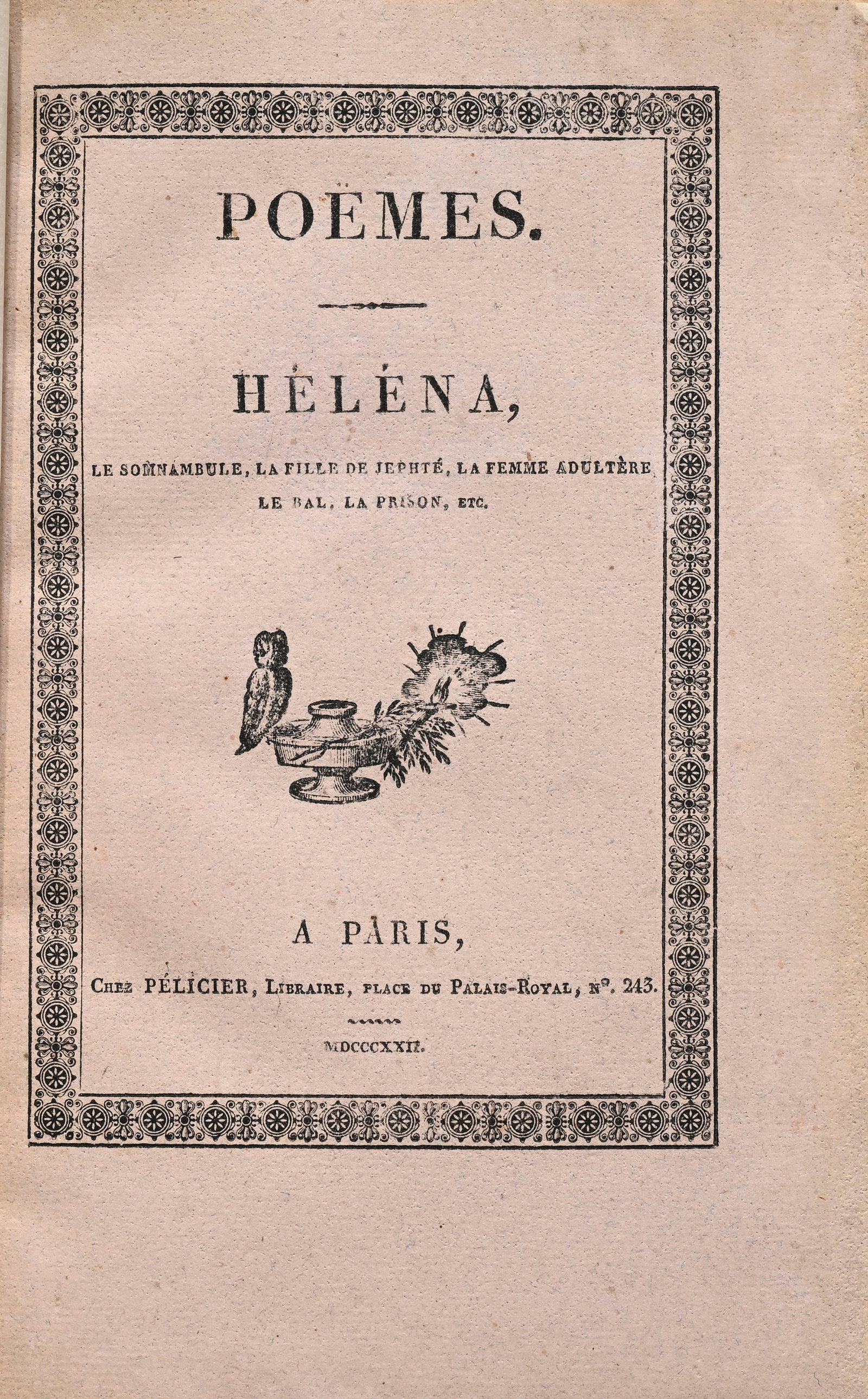 \[VIGNY (Alfred de)\]. Poëmes. Héléna, Le Somnambule, La Fille de Jephté, La Fem (1 of 3)