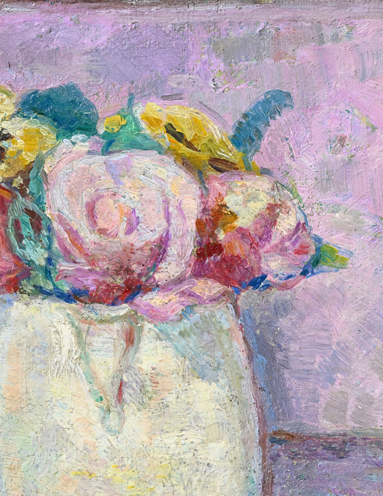 René Victor Auberjonois (1872-1957), Bouquet de roses et pensées, 1910, huile sur toile, m - 3