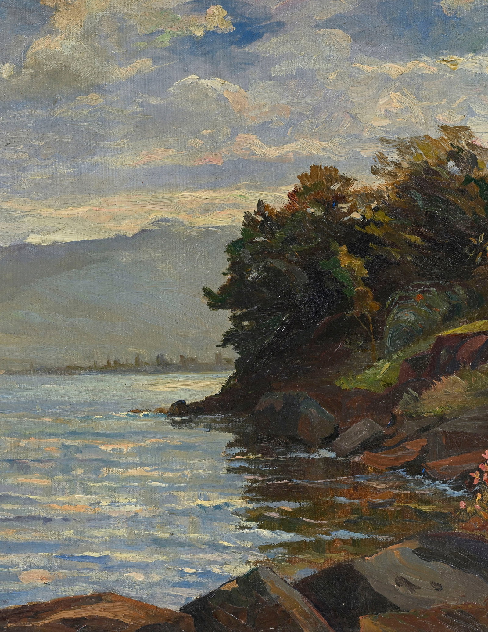 Louis Amédée Baudit (1870-1960), "La pointe de Fénalet, lac Léman", 1909, huile  - 3