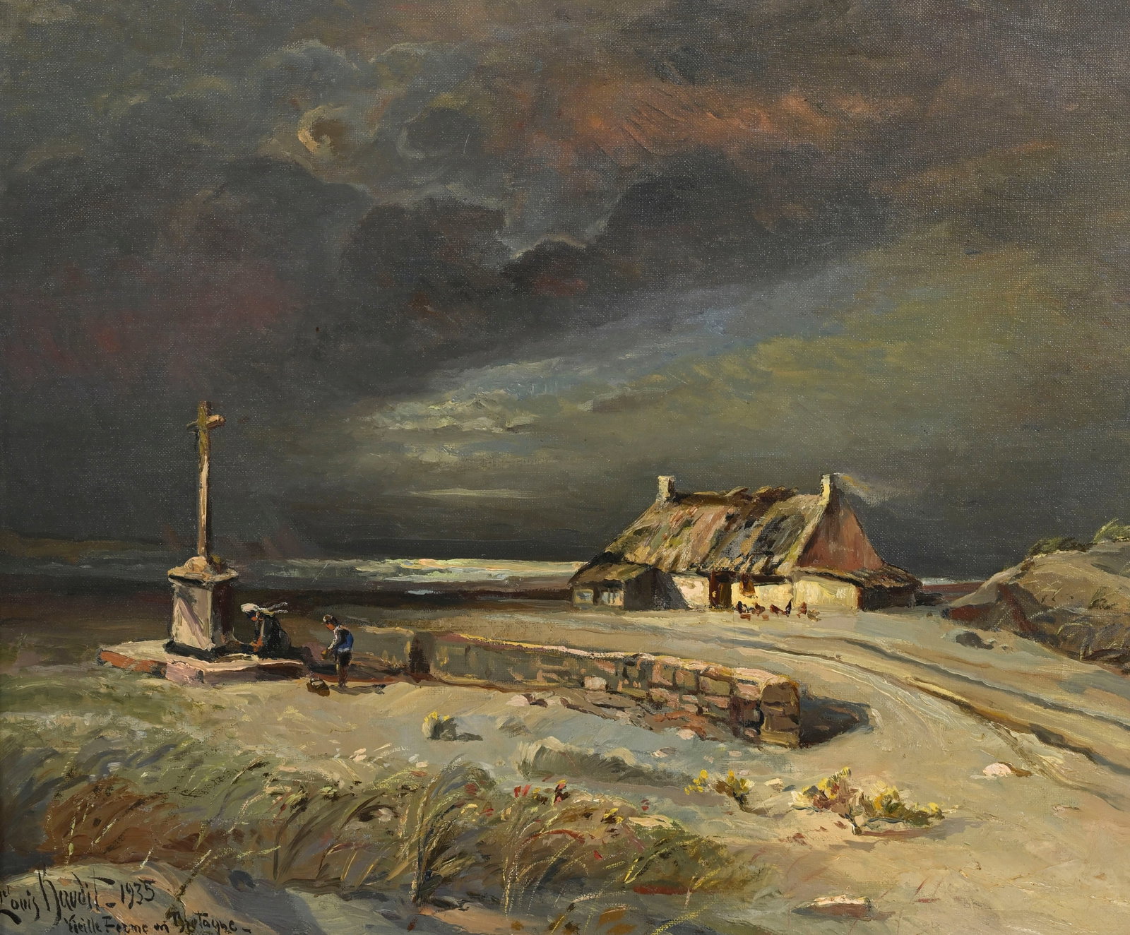 Louis Amédée Baudit (1870-1960), "Vieille ferme en Bretagne", 1935, huile sur toile, sign& (1 of 6)