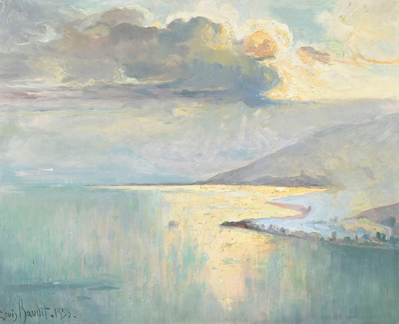 Louis Amédée Baudit (1870-1960), "La baie de Clarens depuis Glyon et l'ile Chartran", 1953 (1 of 5)