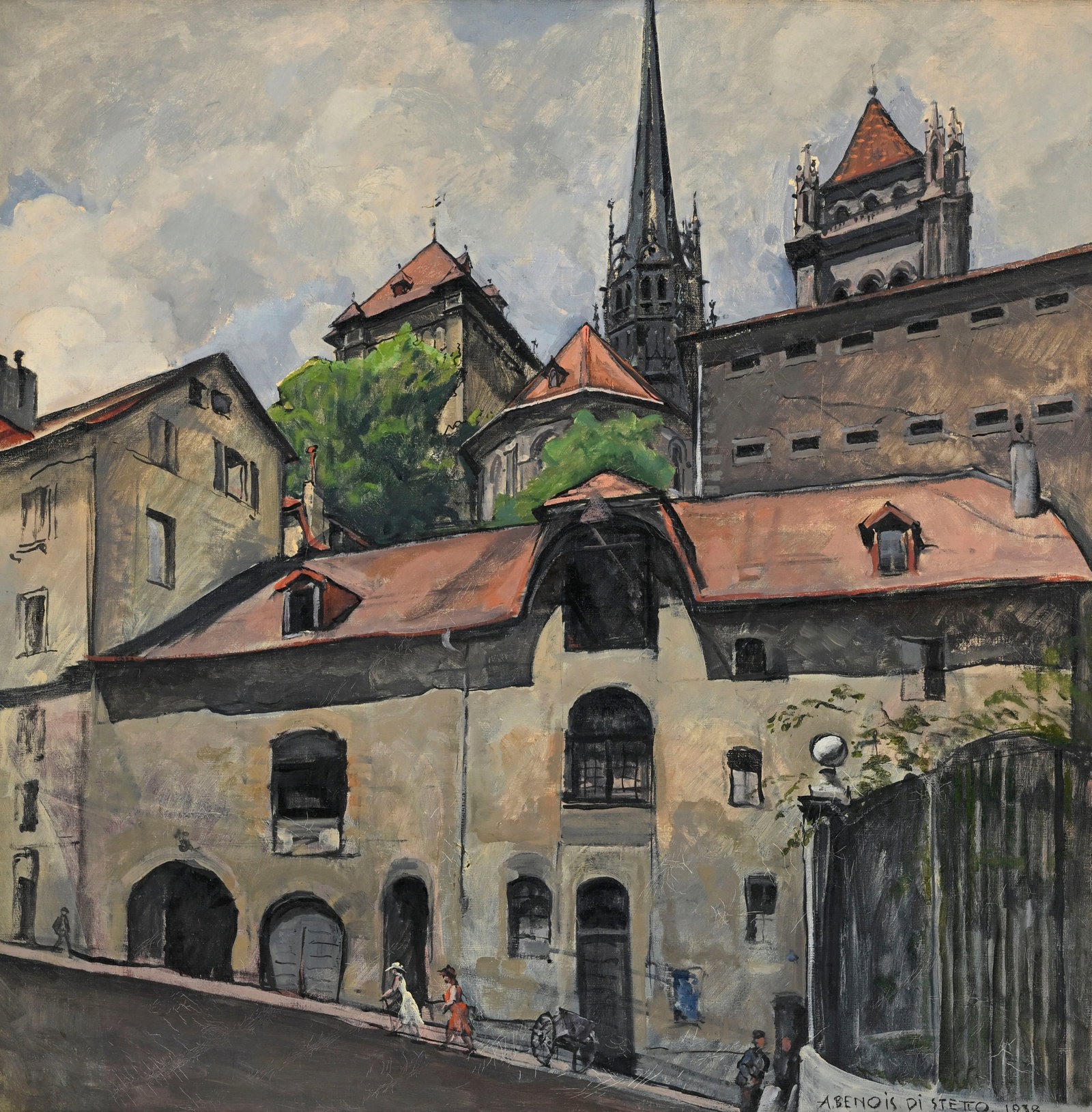 Alexander Benois di Stetto (1896-1979), Vue de la Cathédrale Saint-Pierre depuis la rue Verdain (1 of 5)