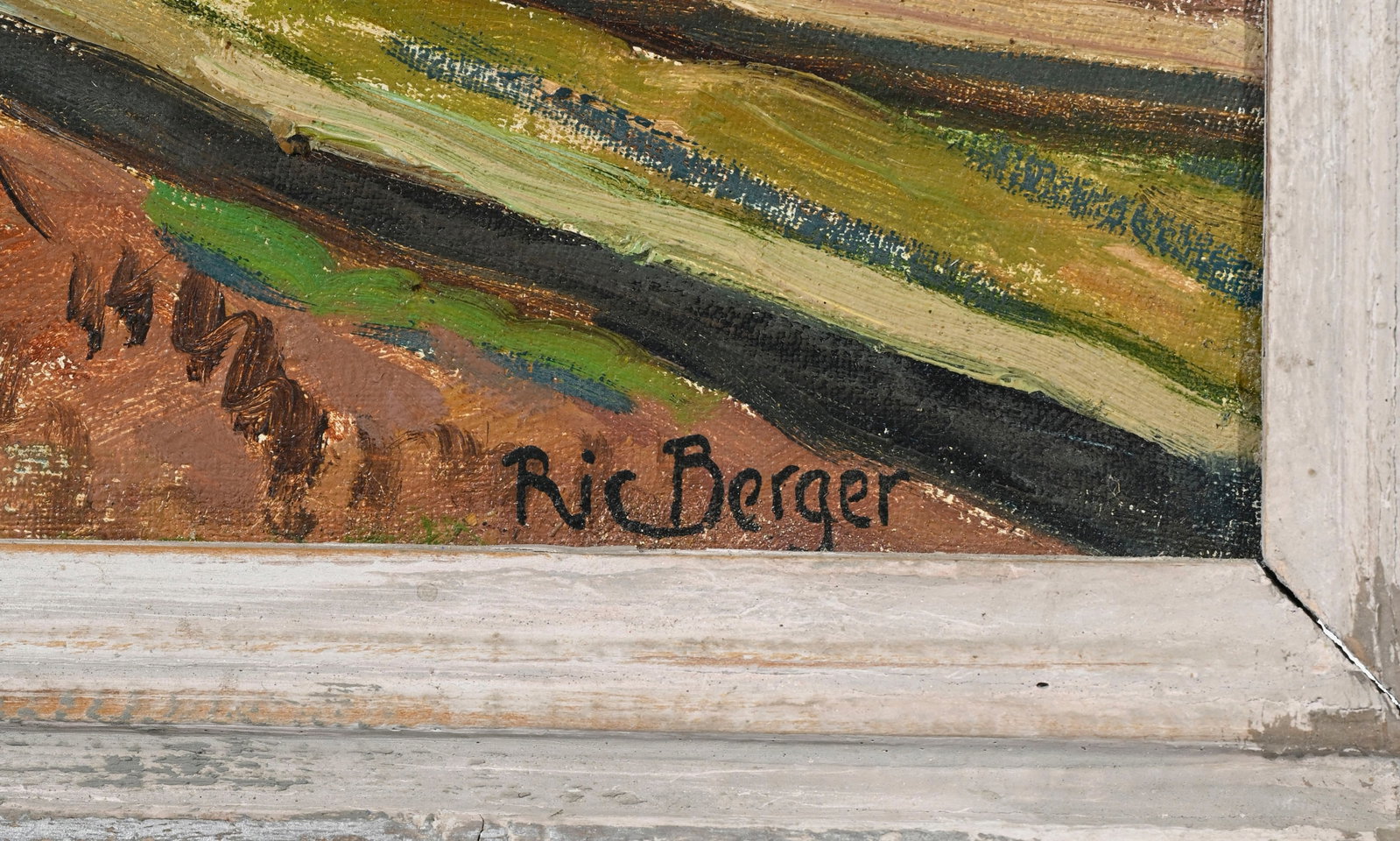 Ric Berger (1894-1994), Vue lacustre depuis Grandvaux, 1953, huile sur toile marouflée sur cart - 4