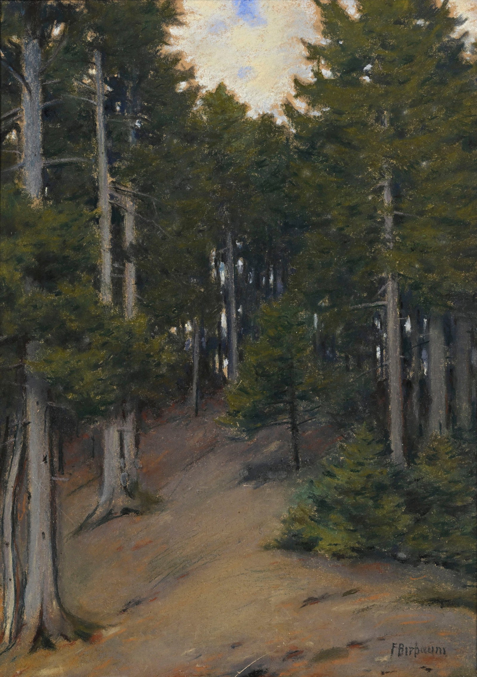 François Birbaum (1872-1947), "Crépuscule de la forêt", pastel sur papier, signé: François Birbaum (1872-1947), "Crépuscule de la forêt", pastel sur papier, signé, 34,5x24,5 cm (à vue) Provenance: Hôtel des Ventes, Genève, le 22.06.2011, lot no.