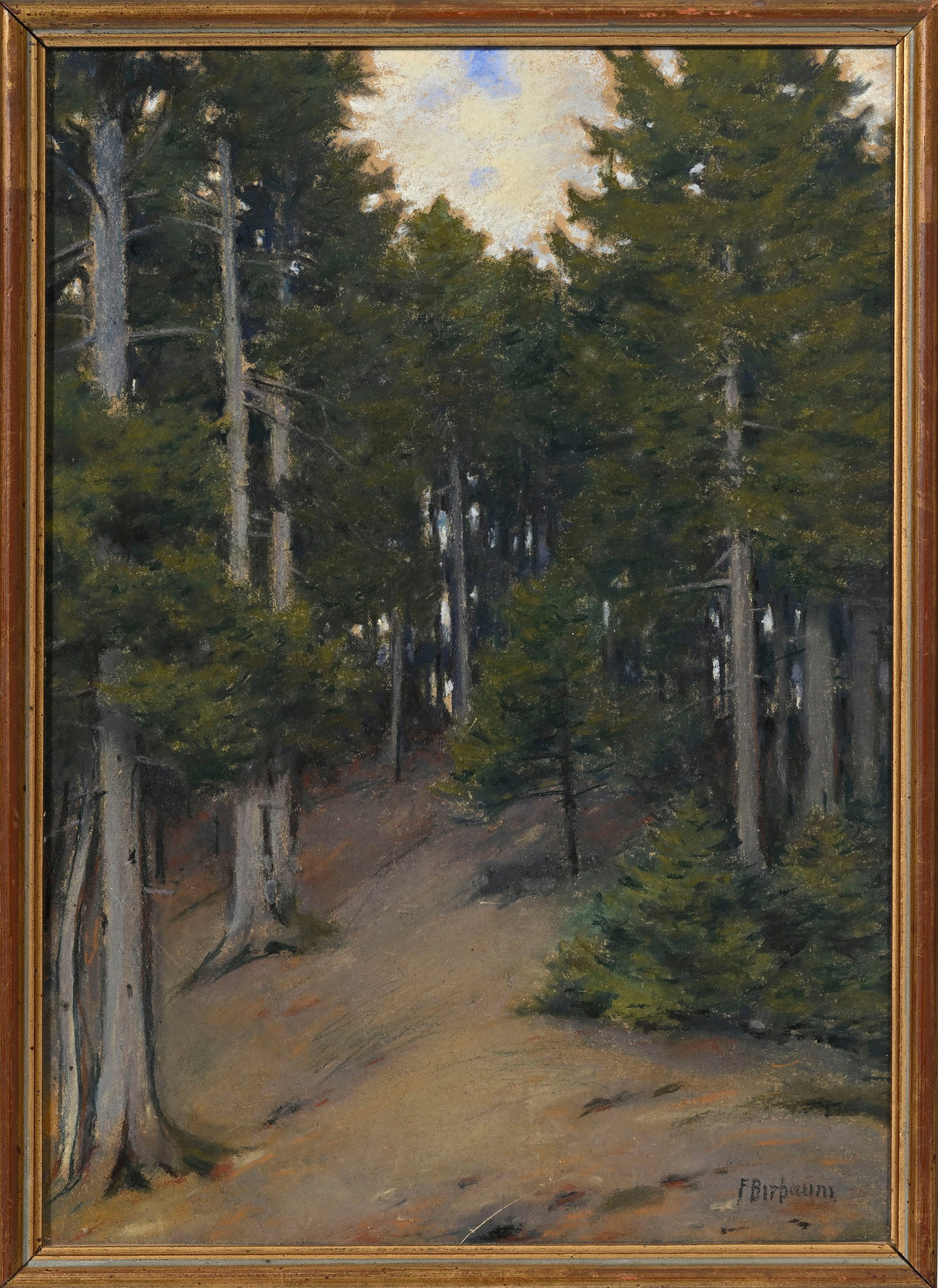 François Birbaum (1872-1947), "Crépuscule de la forêt", pastel sur papier, signé - 2