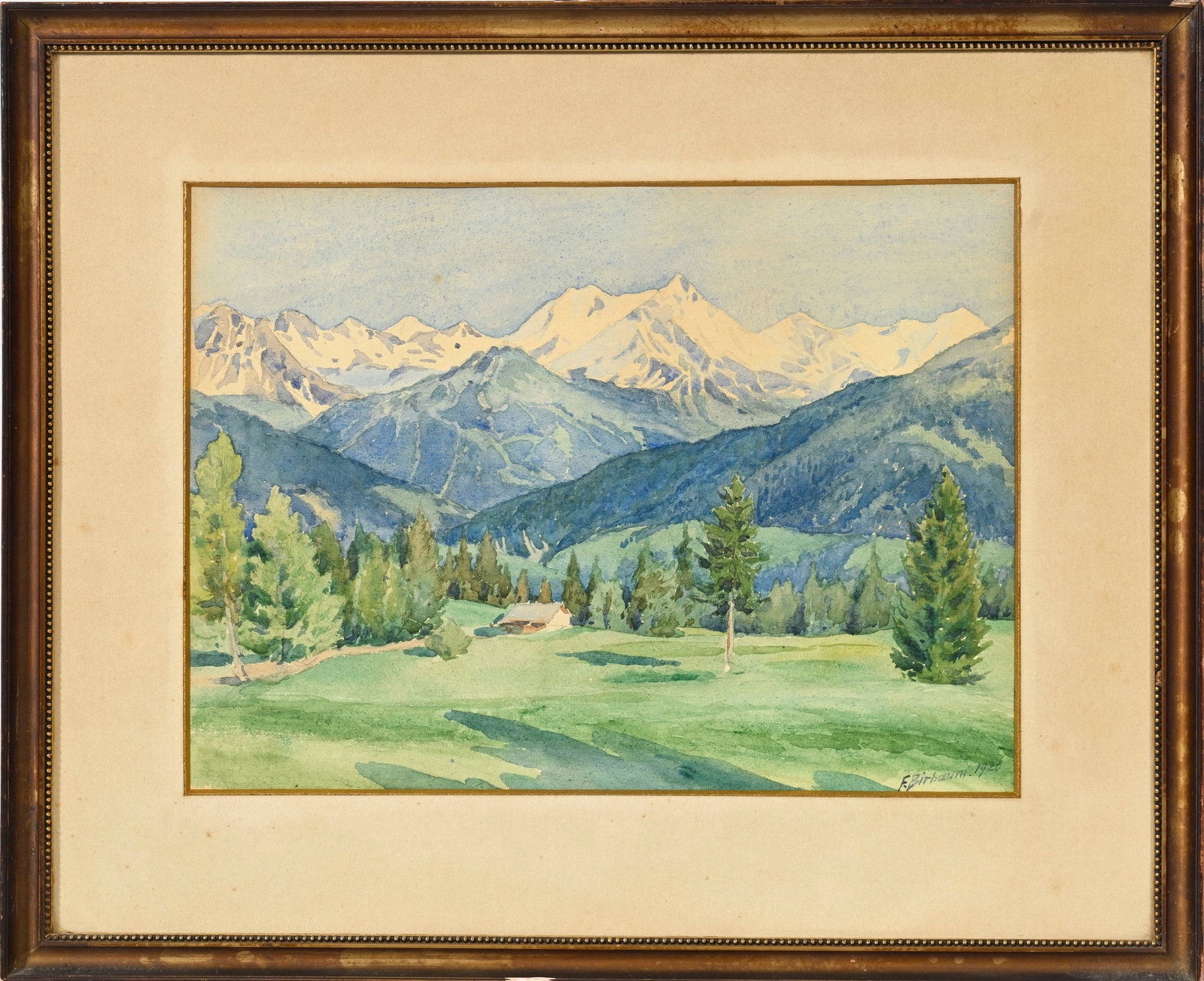 François Birbaum (1872-1947), Le Val d'Anniviers depuis Montana, 1920, aquarelle sur papier, si - 2