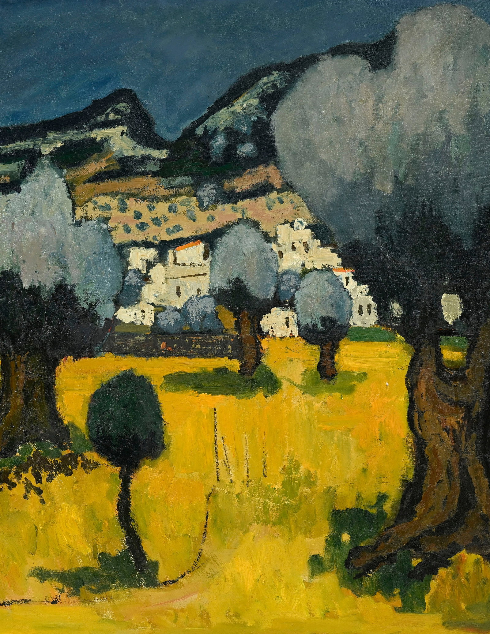 Georges Borgeaud (1914-1998), "Les oliviers de l'Elounda, Crête", 1970-71, huile sur toile, sig - 3