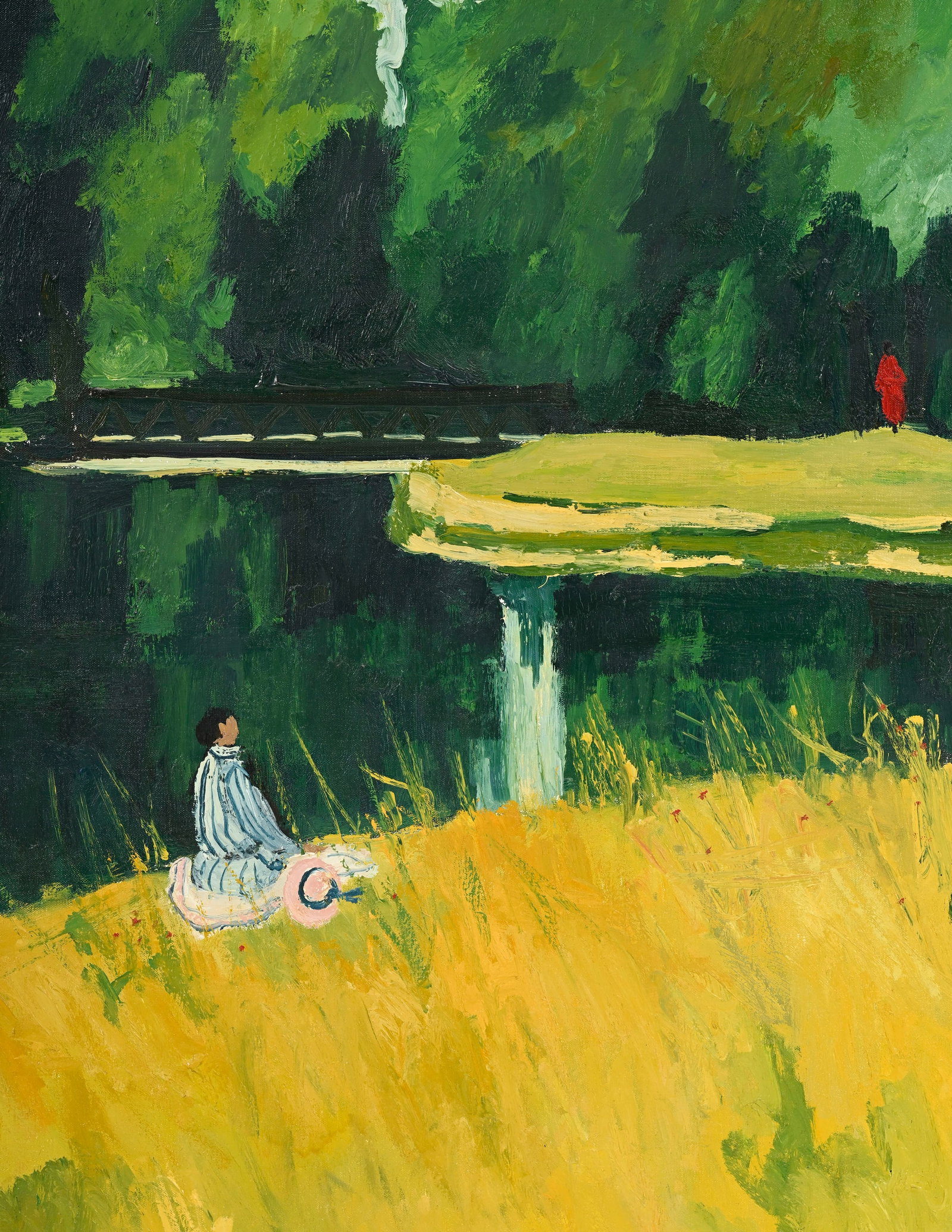 Georges Borgeaud (1914-1998), "La femme au chapeau rose, le bord de l'aire Genève", 1981, huile - 3